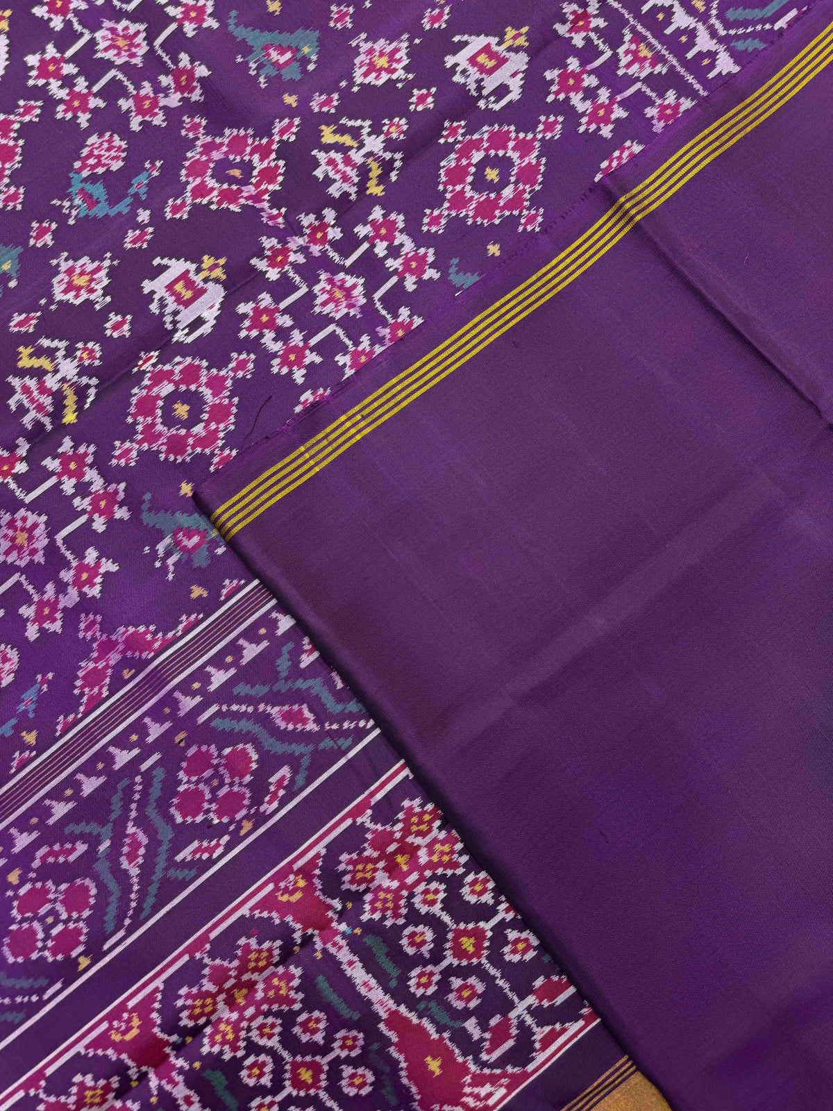 Purple Navratan Narikunj Single Ikat Patan Patola Saree