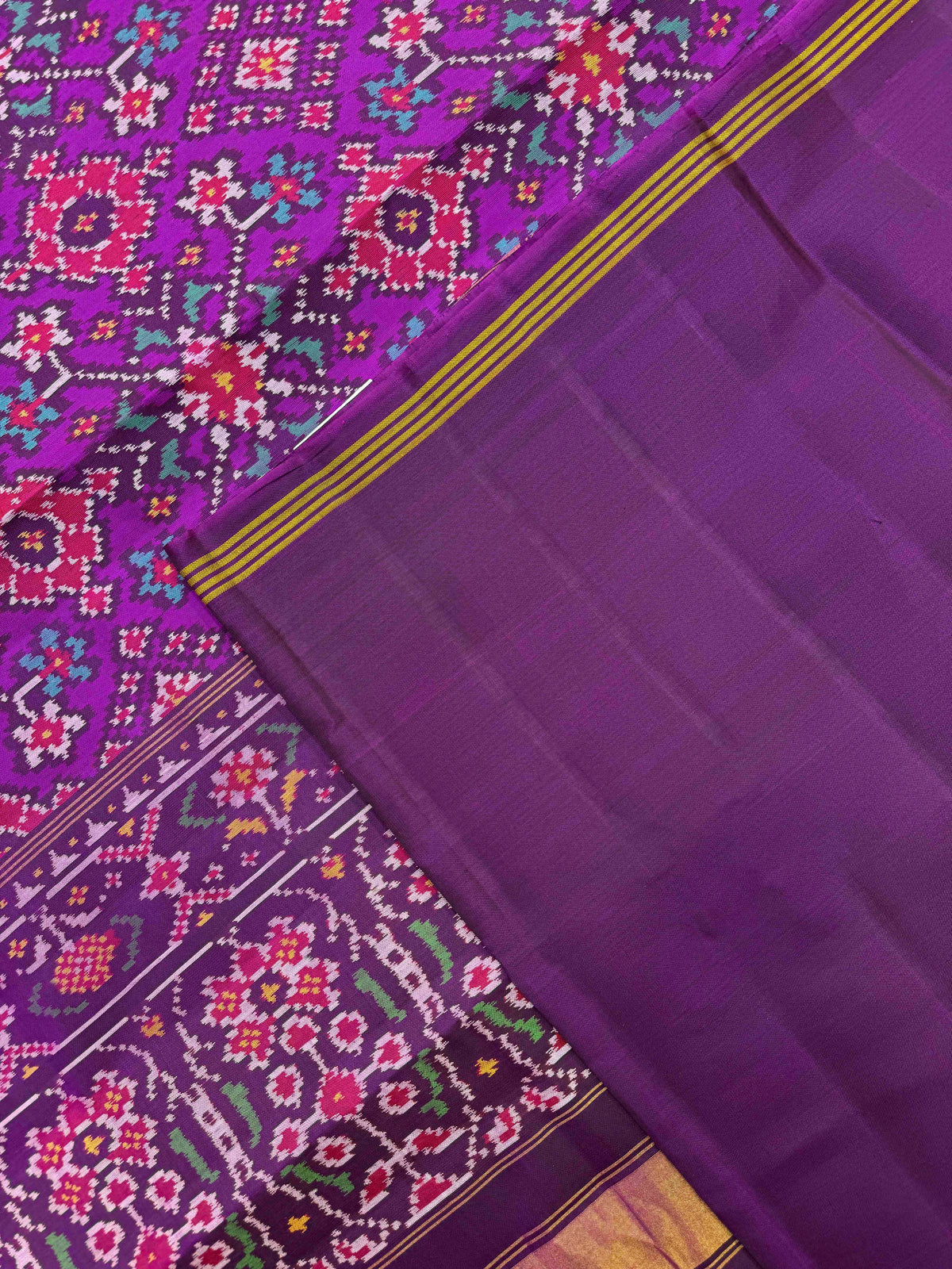 Purple Navratan Single Ikat Patan Patola Saree