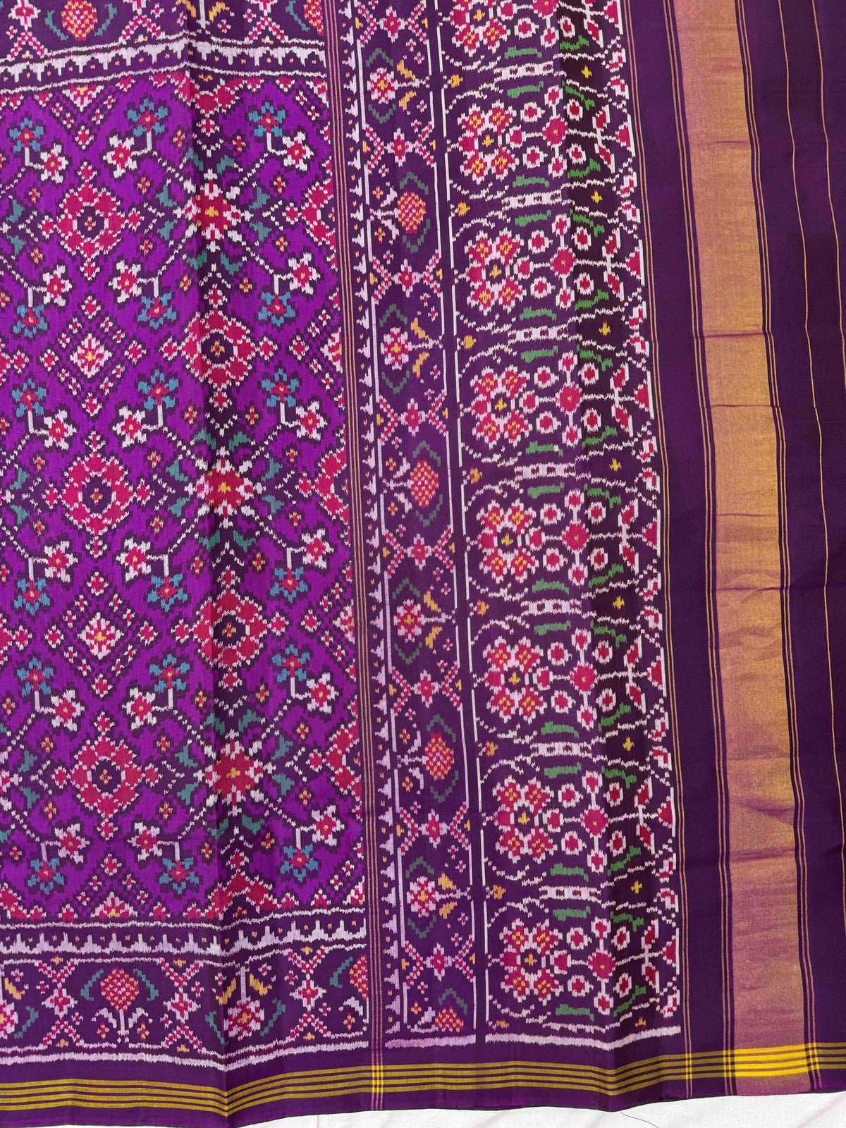 Purple Navratan Single Ikat Patan Patola Saree