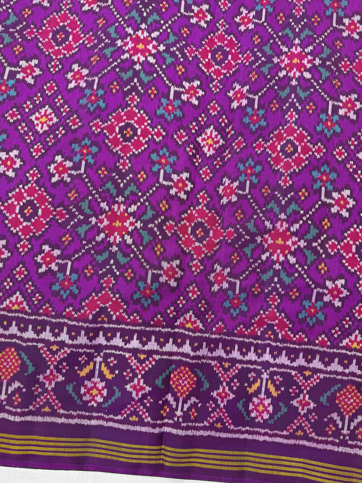 Purple Navratan Single Ikat Patan Patola Saree