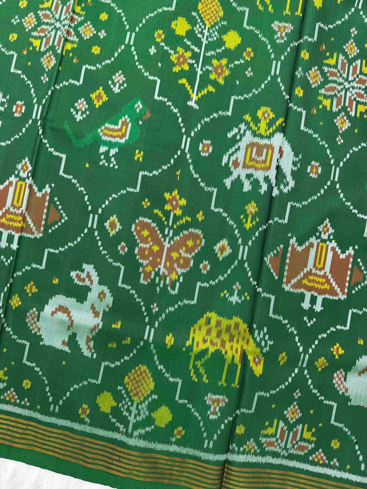 Green Narikunj Matka Single Ikat Patan Patola Saree