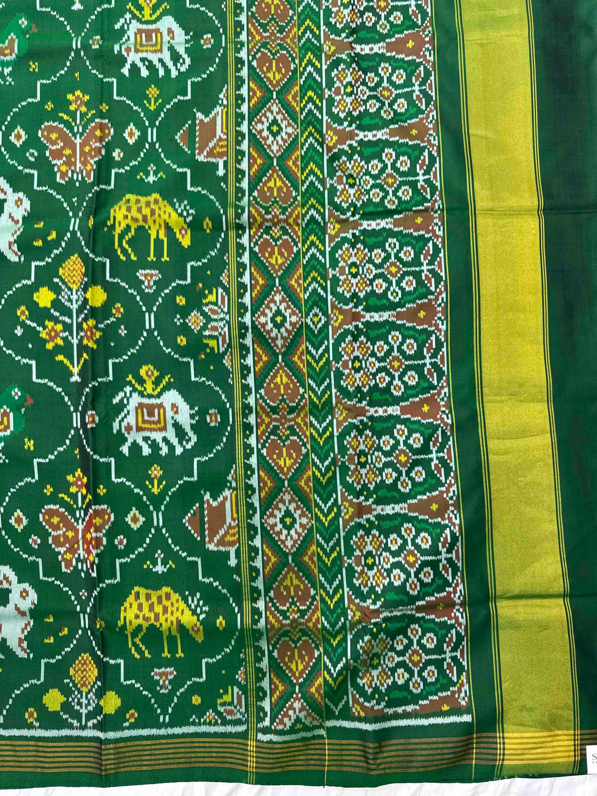 Green Narikunj Matka Single Ikat Patan Patola Saree