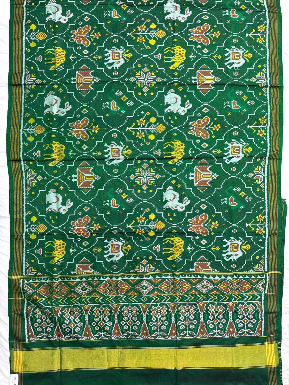 Green Narikunj Matka Single Ikat Patan Patola Saree