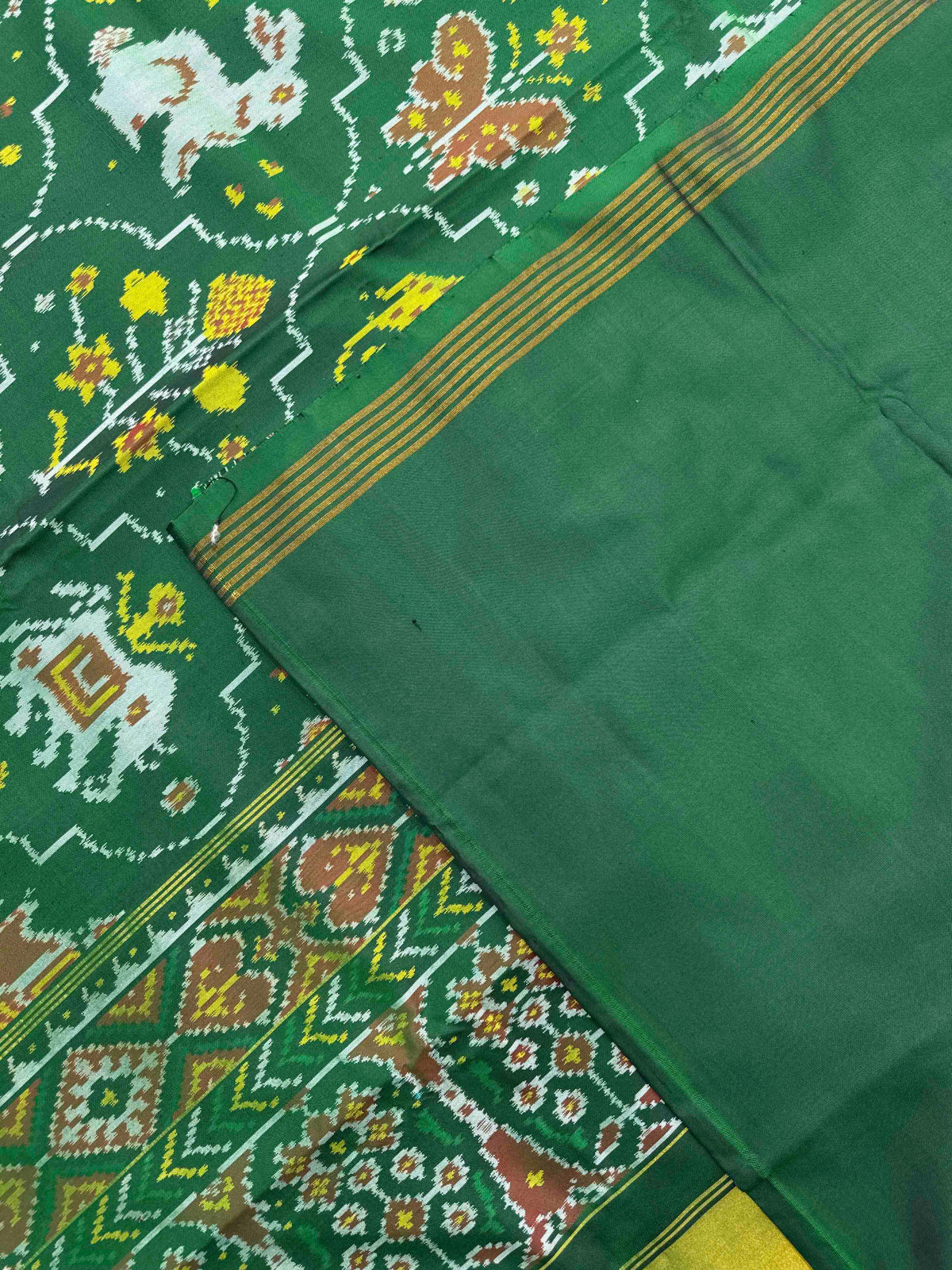 Green Narikunj Matka Single Ikat Patan Patola Saree