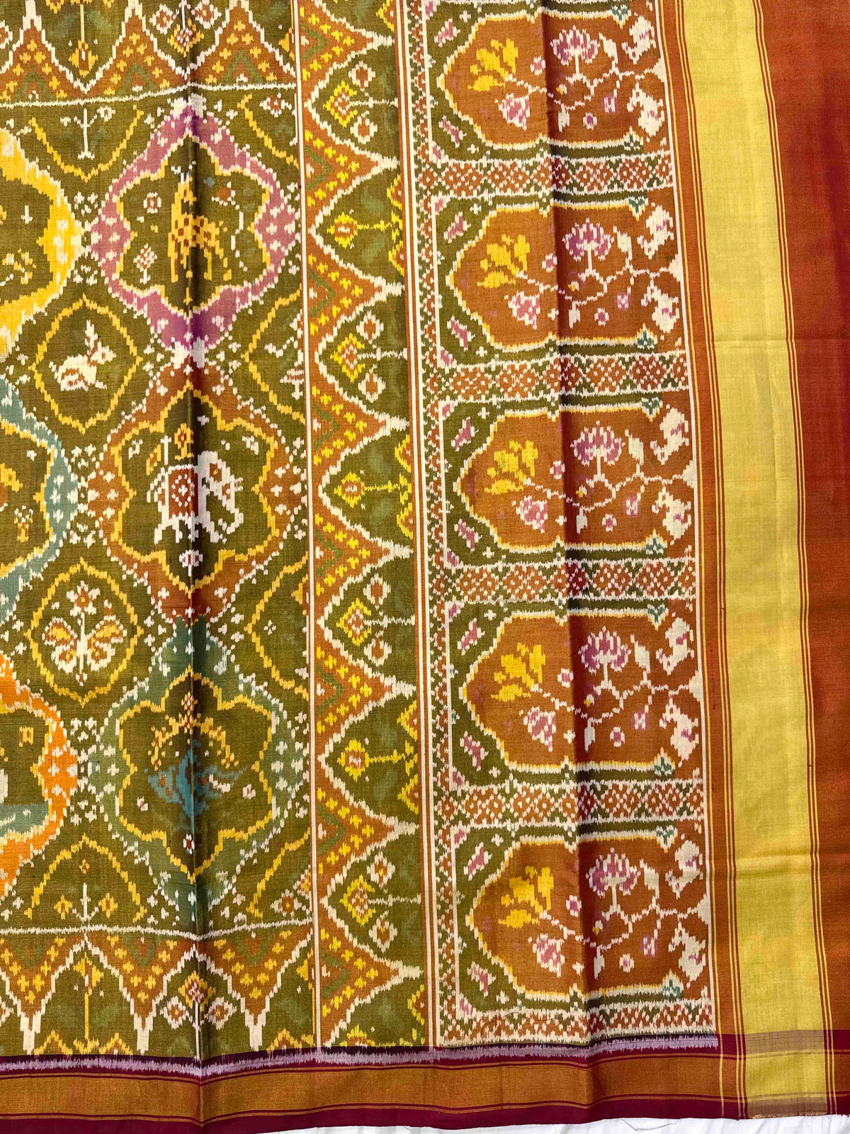Red & Golden Multicolor Narikunj Fancy Tissue Patola Saree