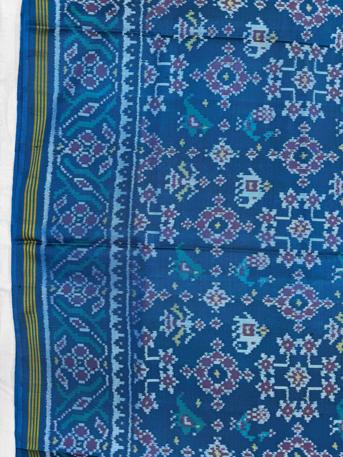 Turquoise Blue Navratan Narikunj Single Ikat Patan Patola Saree