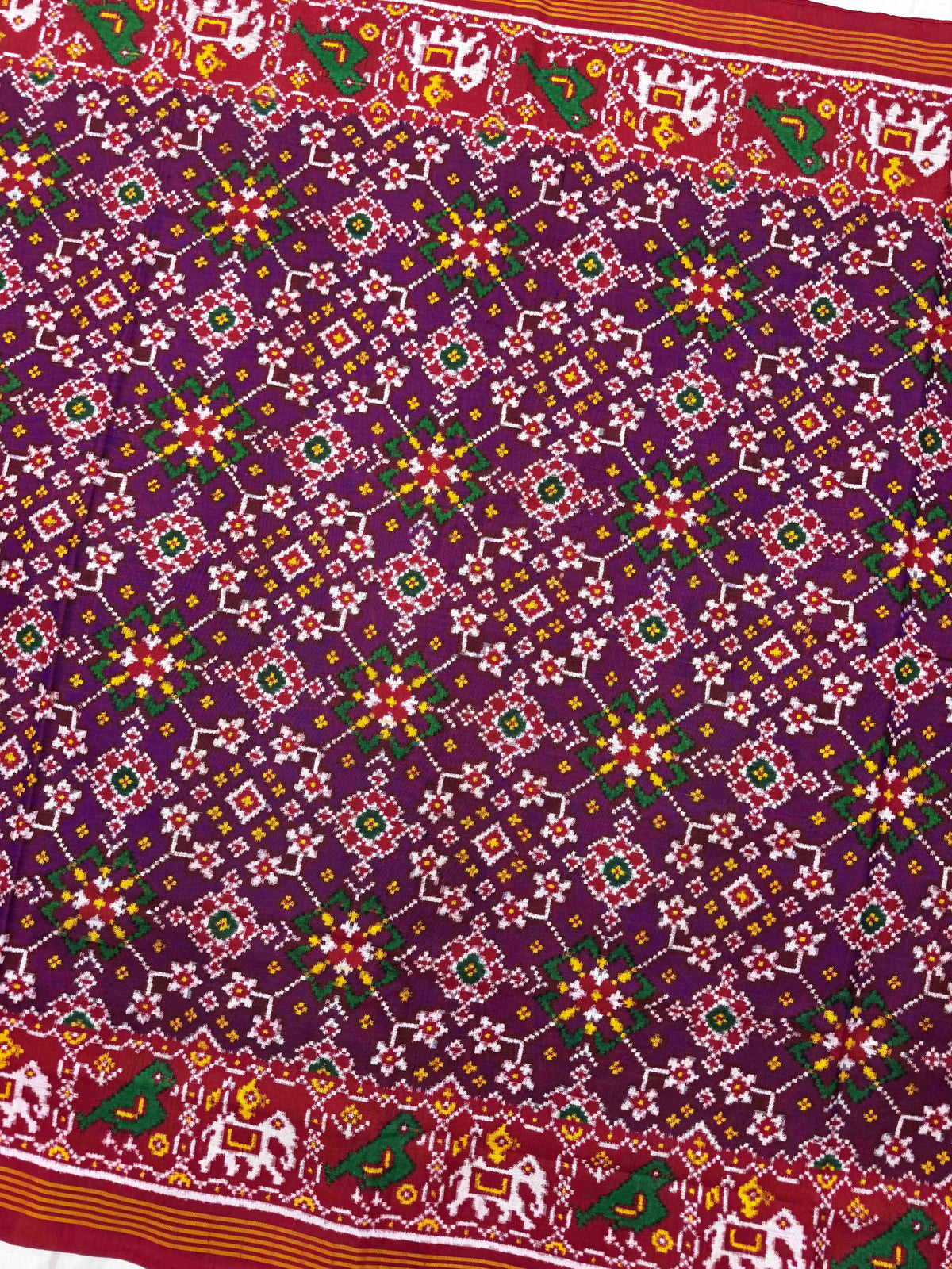Red & Purple Navratan Double Ikat Patan Patola Saree