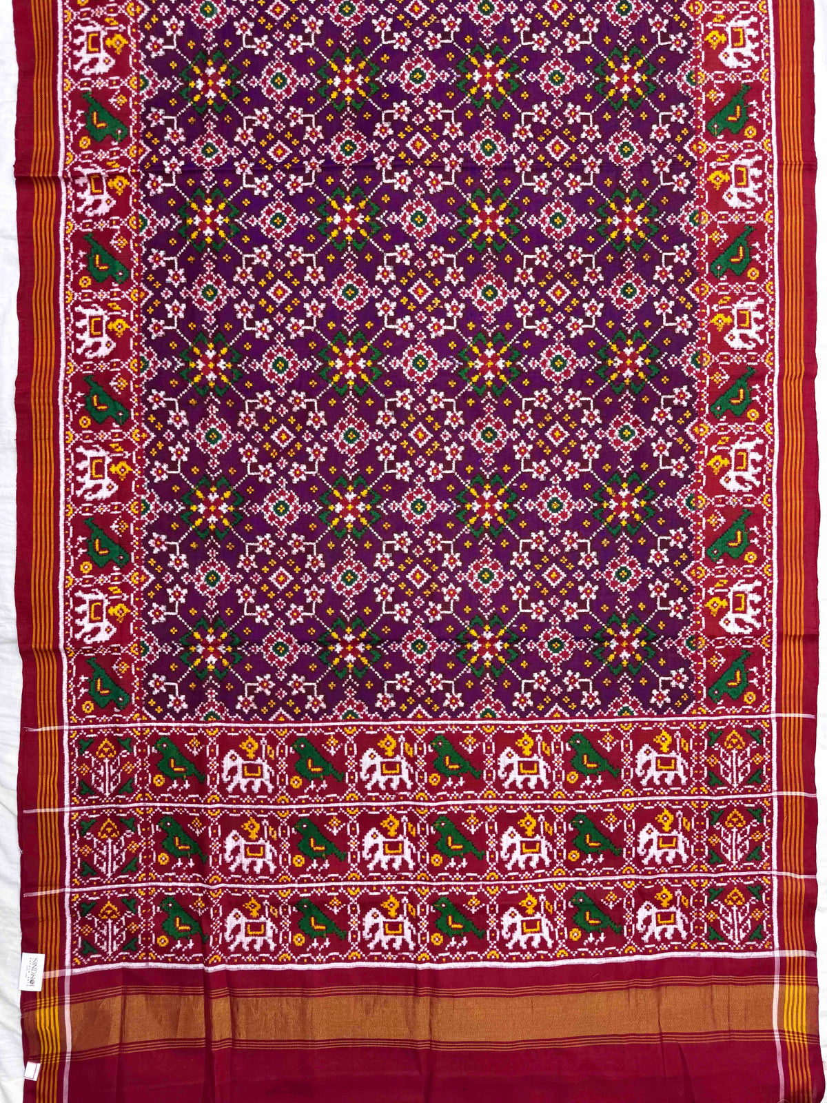 Red & Purple Navratan Double Ikat Patan Patola Saree