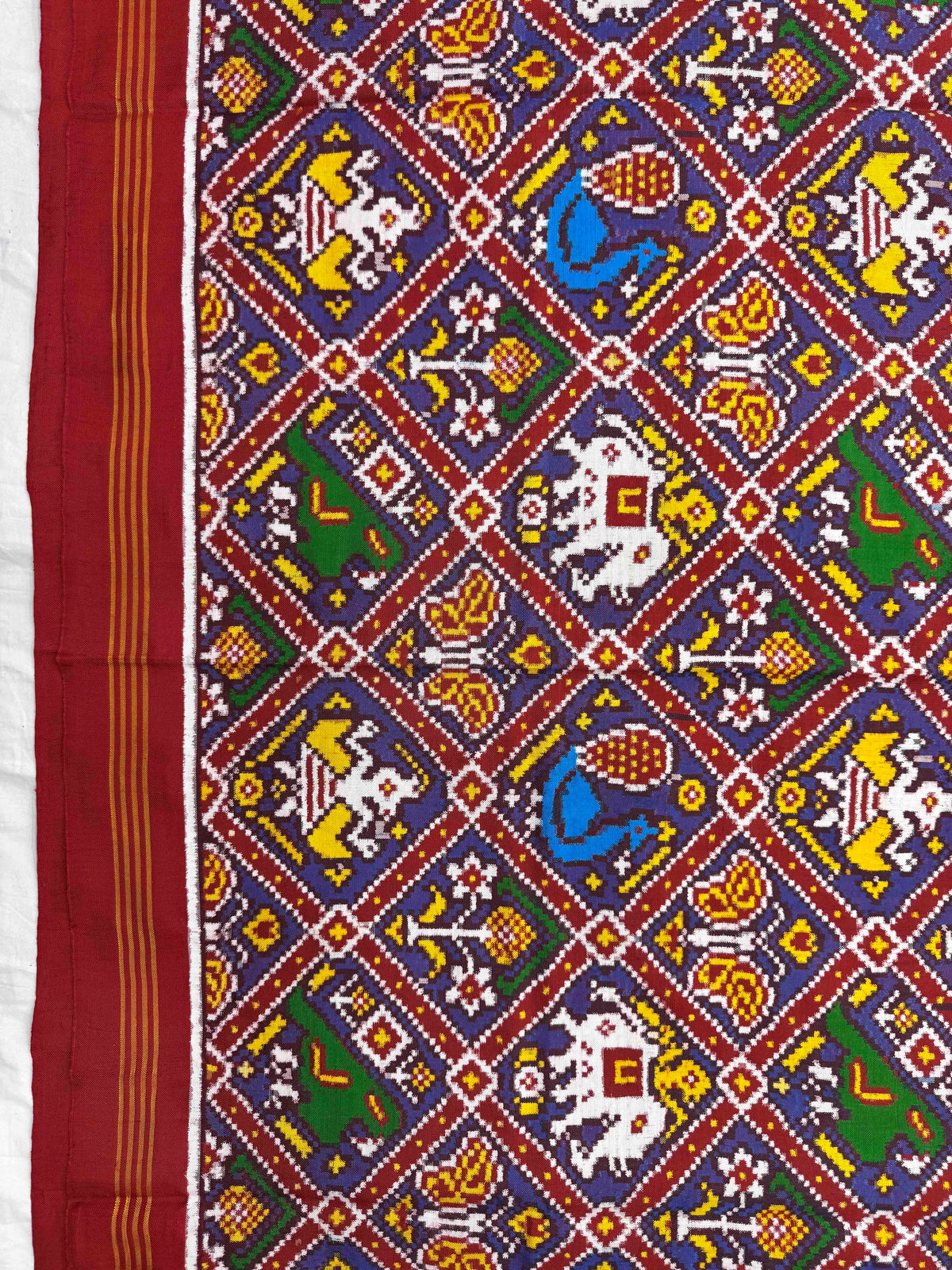 Red & Blue Purple Narikunj Double Ikat Patan Patola Saree