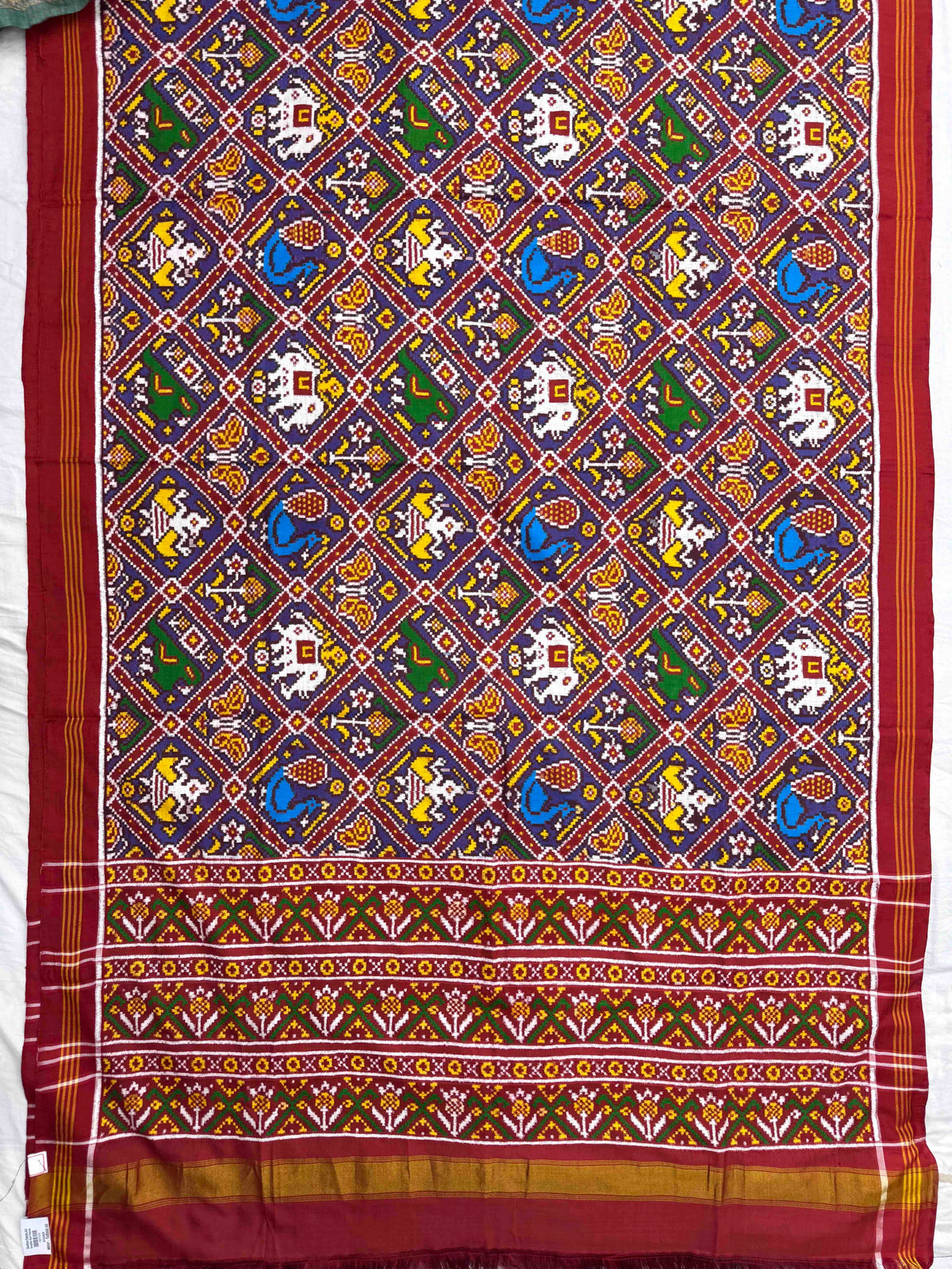 Red & Blue Purple Narikunj Double Ikat Patan Patola Saree