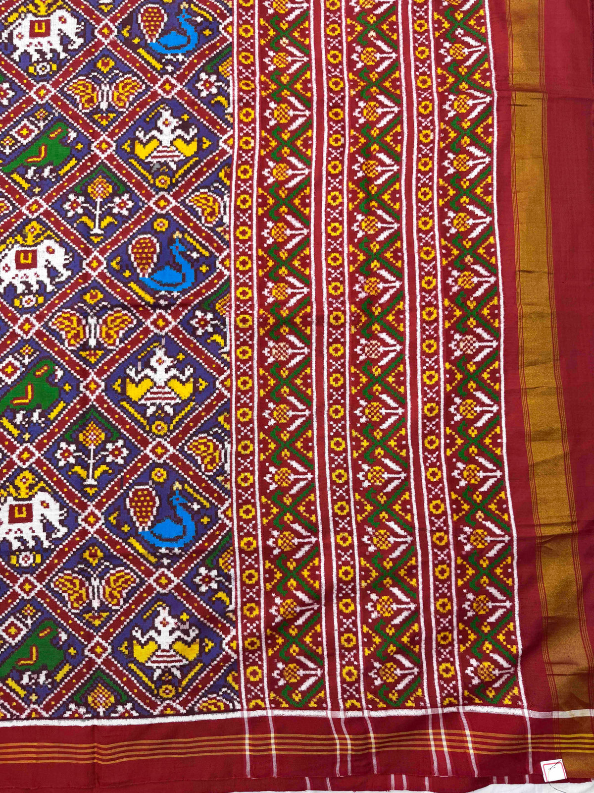Red & Blue Purple Narikunj Double Ikat Patan Patola Saree