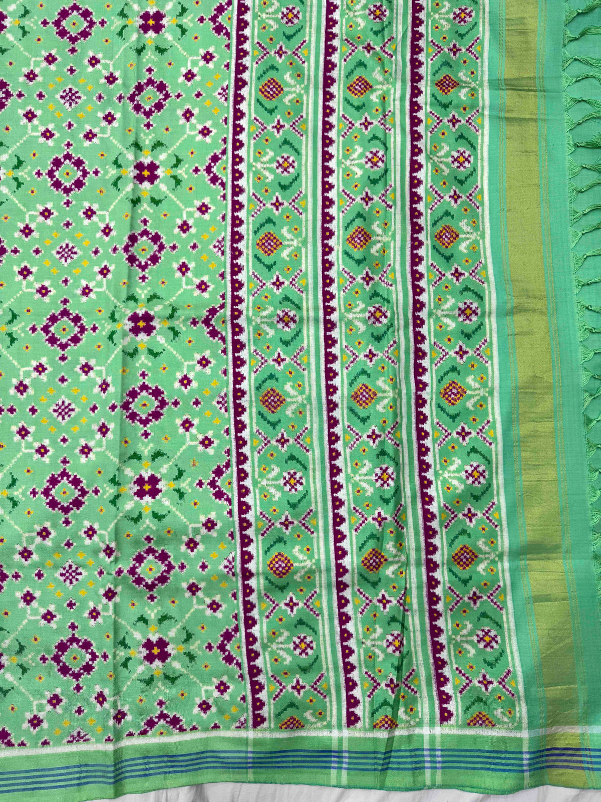 Mint Green Navratan Double Ikat Patan Patola Saree