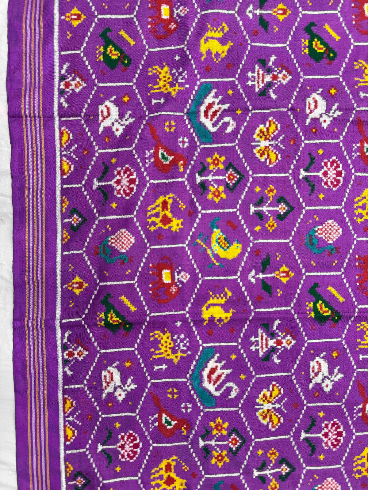 Purple Small Fancy Narikunj Double Ikat Patan Patola Saree