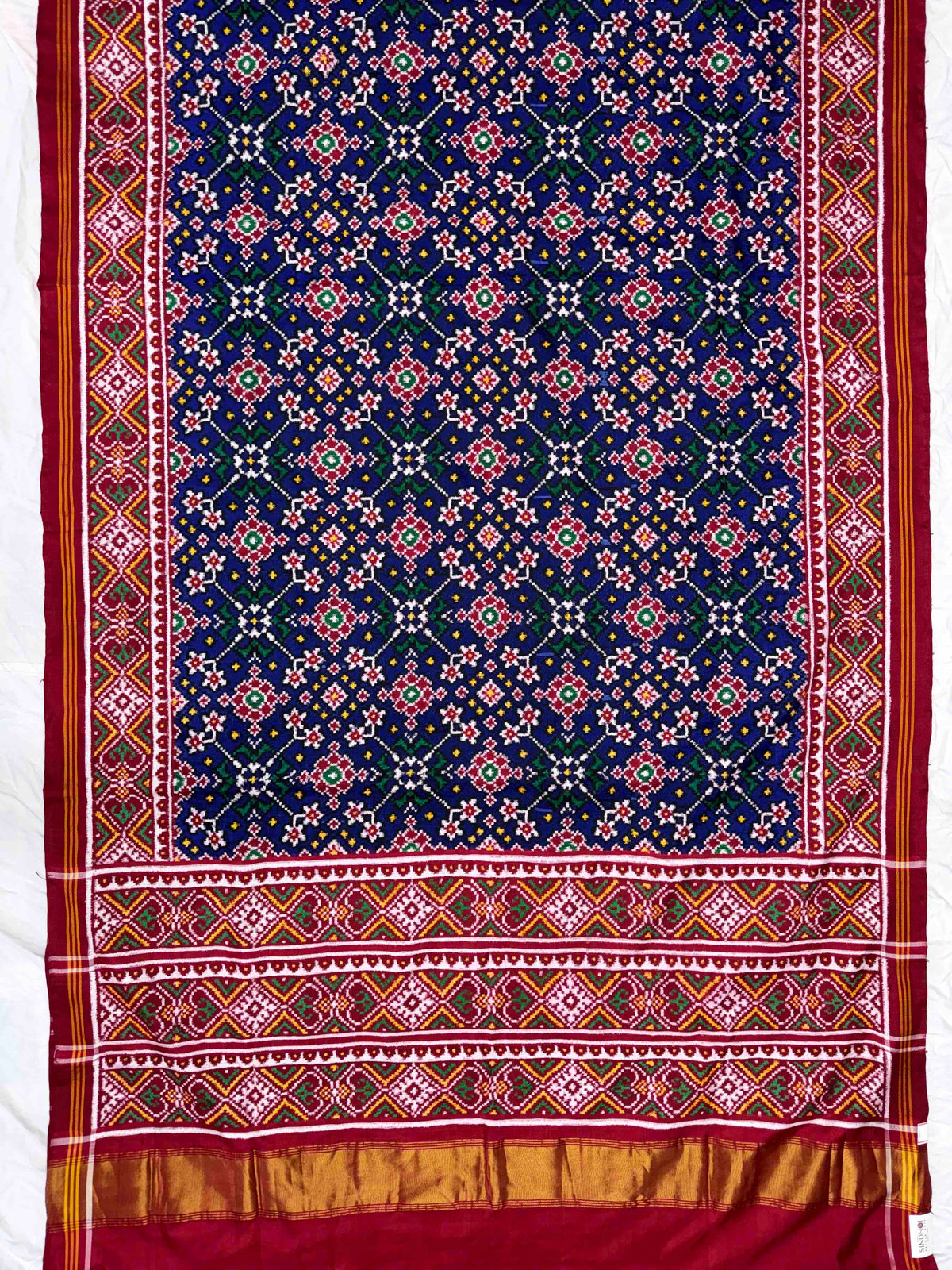 Red & Blue Navratan Double Ikat Patan Patola Saree