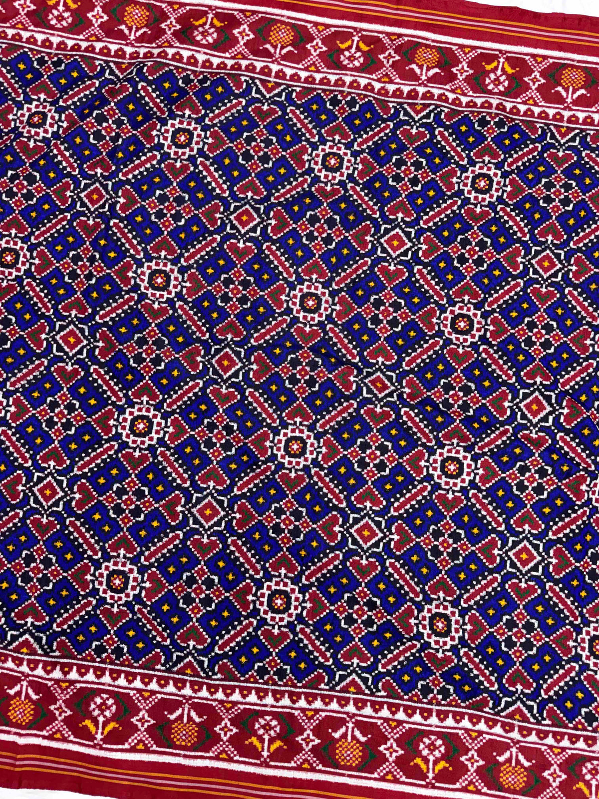 Maroon & Blue Manekchowk Double Ikat Patan Patola Saree