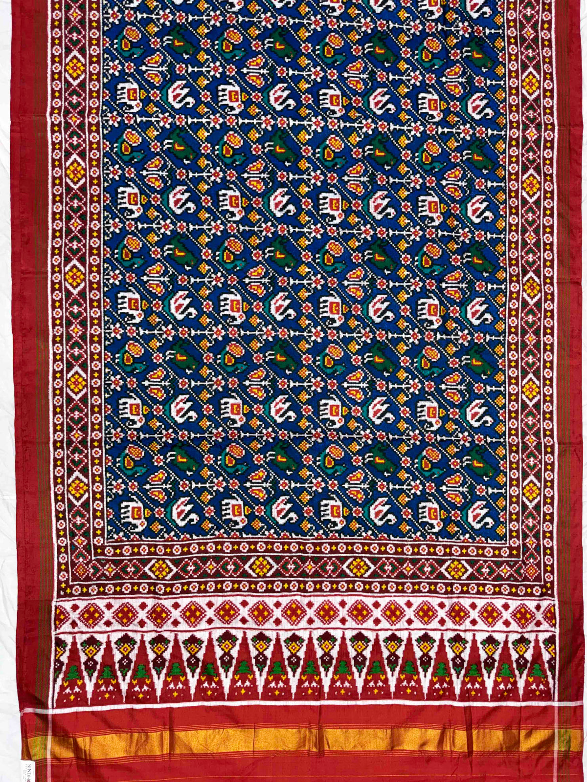 Red & Blue Narikunj Leheriya Double Ikat Patan Patola Saree