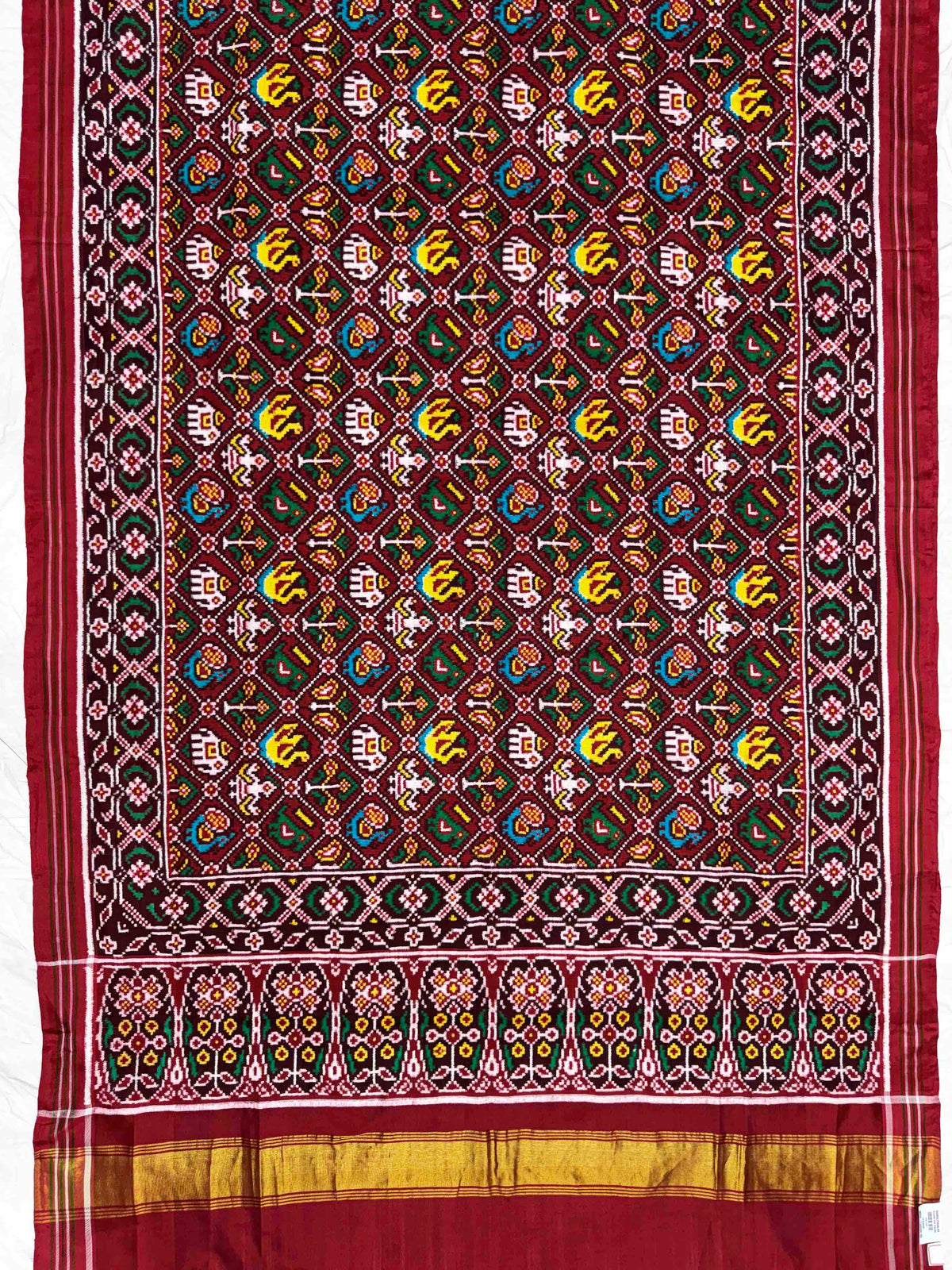 Red Small Narikunj Double Ikat Patan Patola Saree
