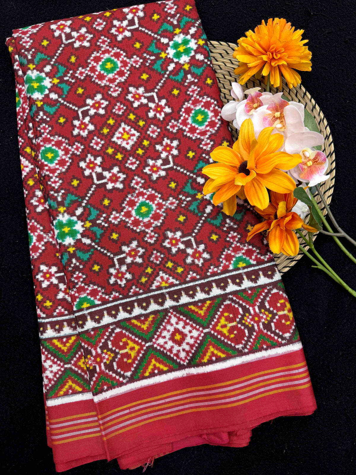 Red Navratan Double Ikat Patan Patola Saree