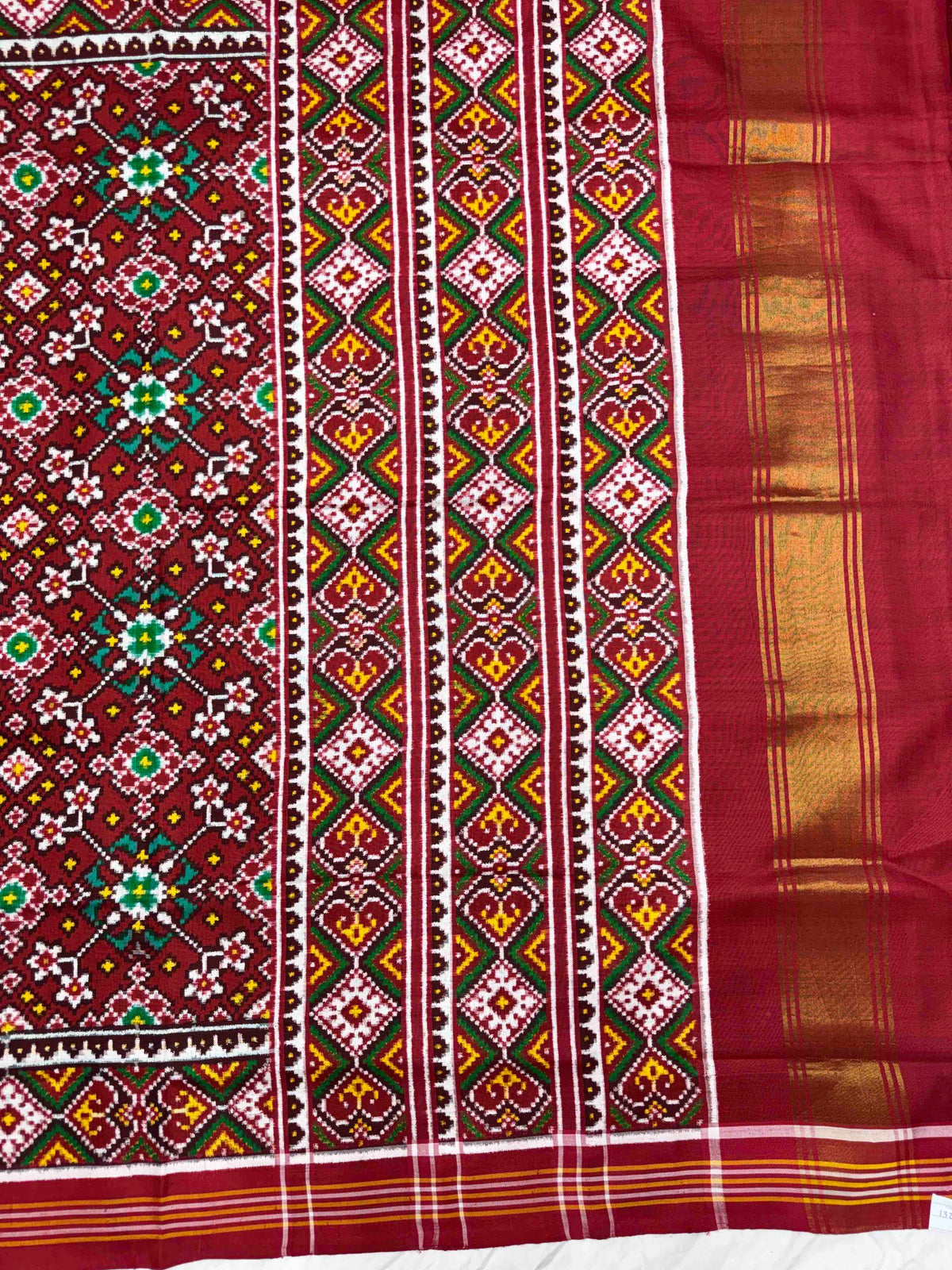 Red Navratan Double Ikat Patan Patola Saree