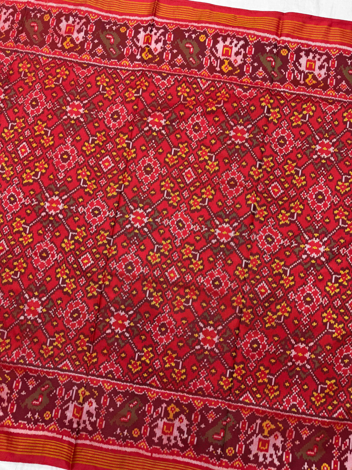 Red Navratan Single Ikat Patan Patola Saree