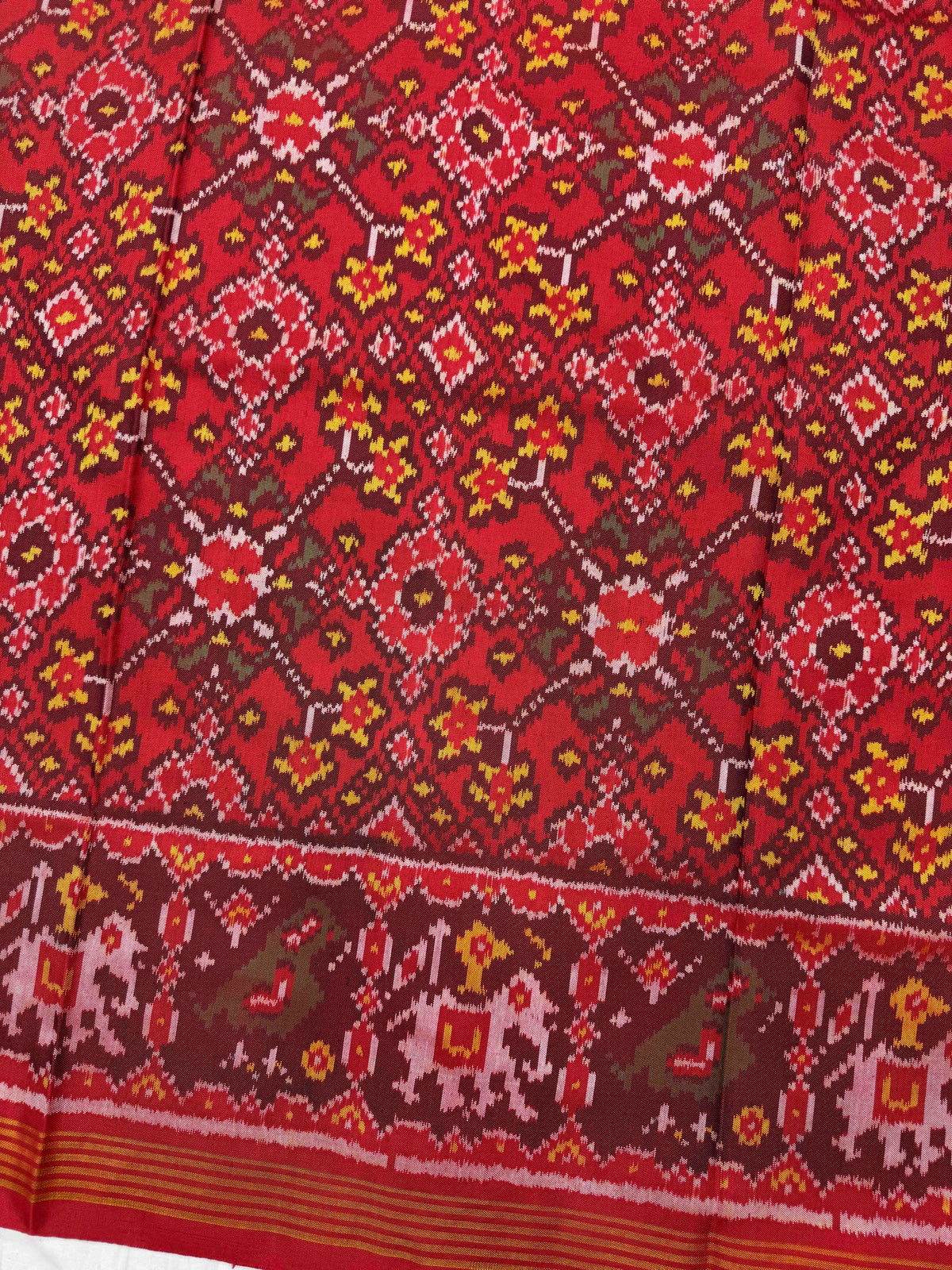 Red Navratan Single Ikat Patan Patola Saree