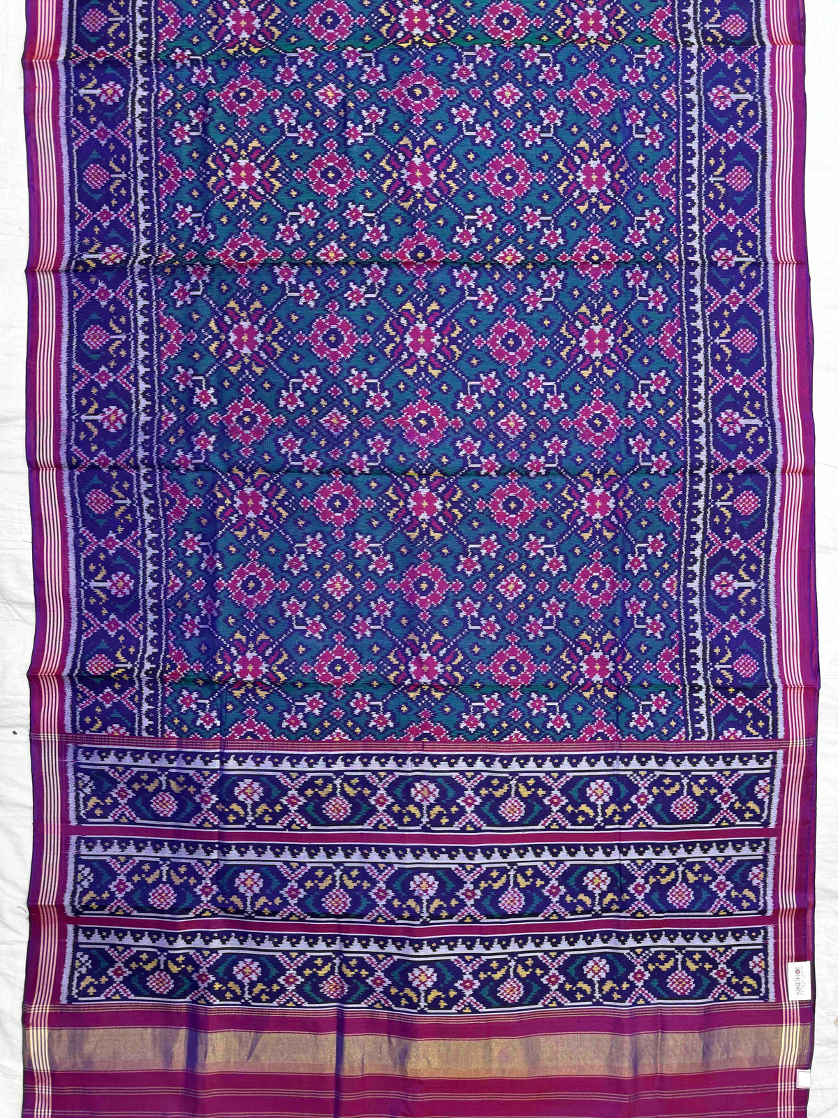 Purple & Turquoise Navratan Single Ikat Patan Patola Saree