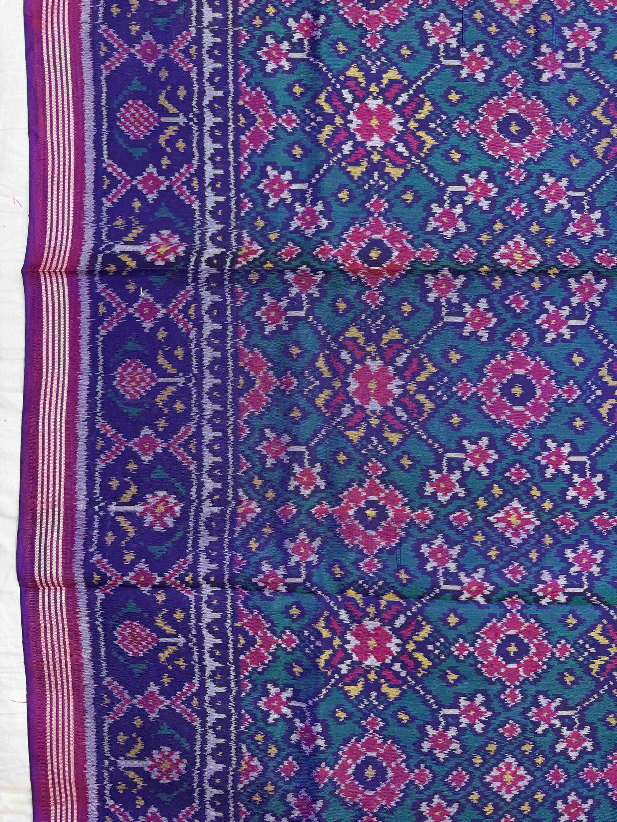 Purple & Turquoise Navratan Single Ikat Patan Patola Saree