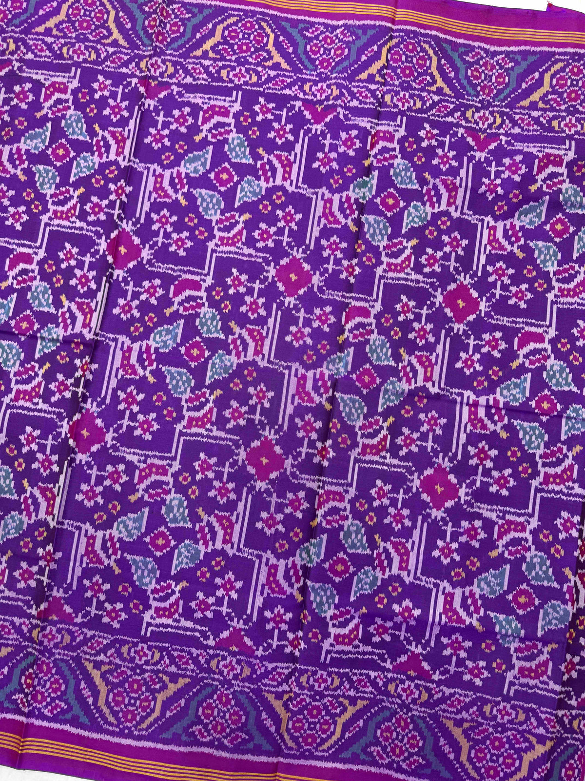 Purple Fancy Navratan Single Ikat Patan Patola Saree