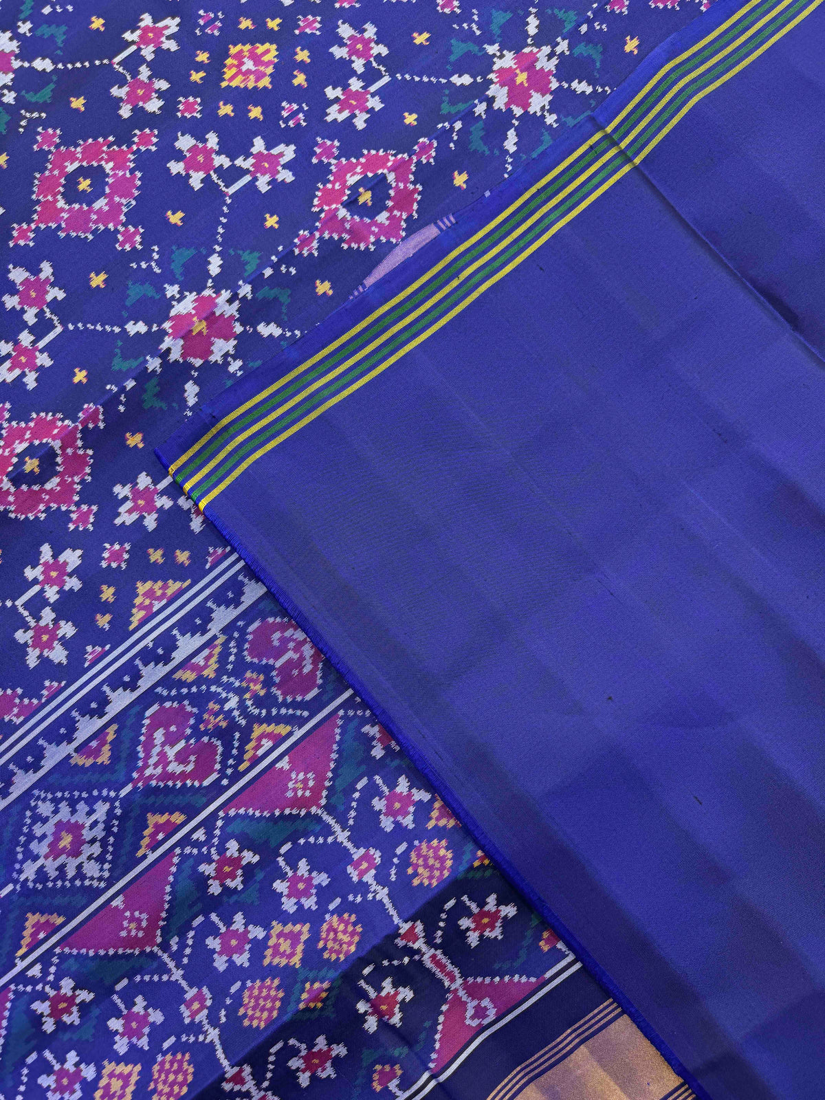 Blue Navratan Single Ikat Patan Patola Saree