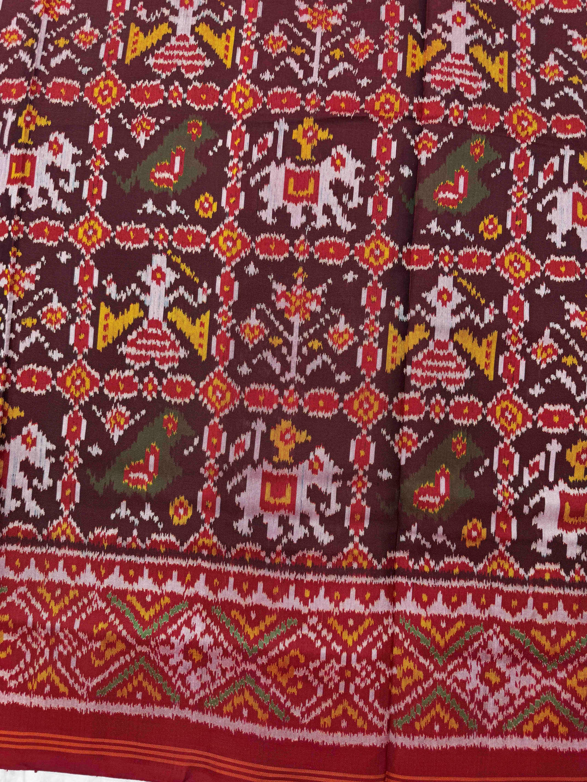 Red & Maroon Narikunj Single Ikat Patan Patola Saree