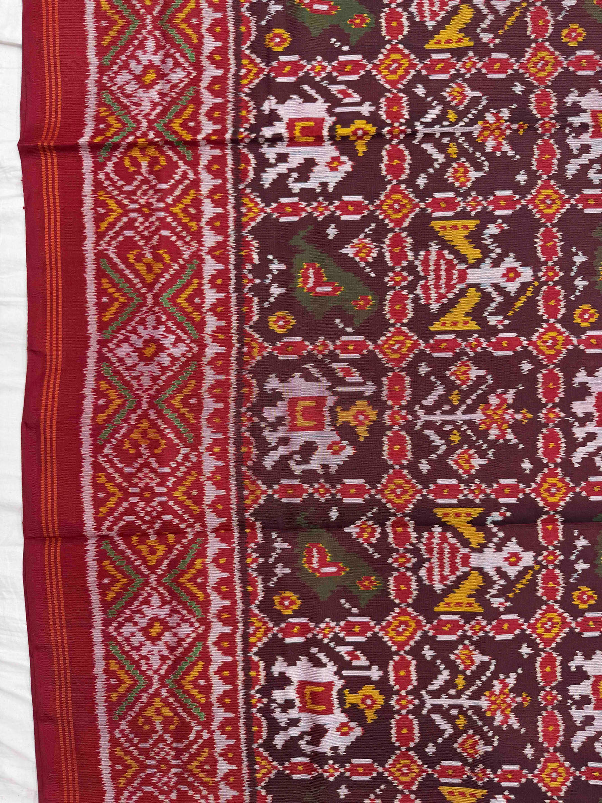 Red & Maroon Narikunj Single Ikat Patan Patola Saree