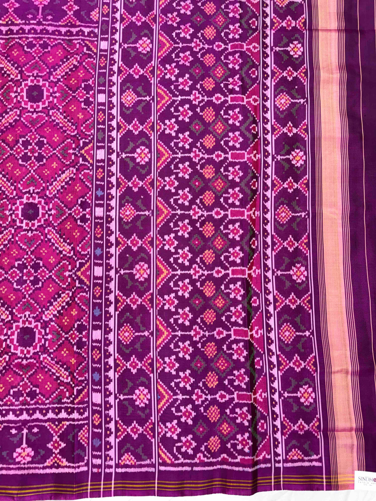 Purple & Pink Manekchowk Single Ikat Patan Patola Saree