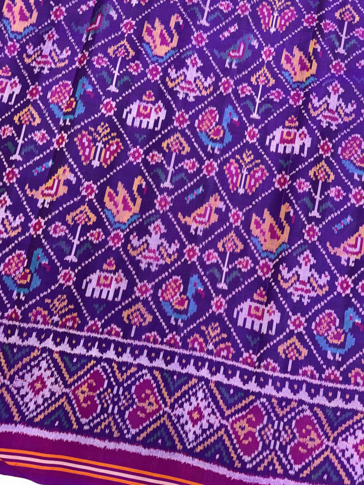 Purple Small Narikunj Single Ikat Patan Patola Saree