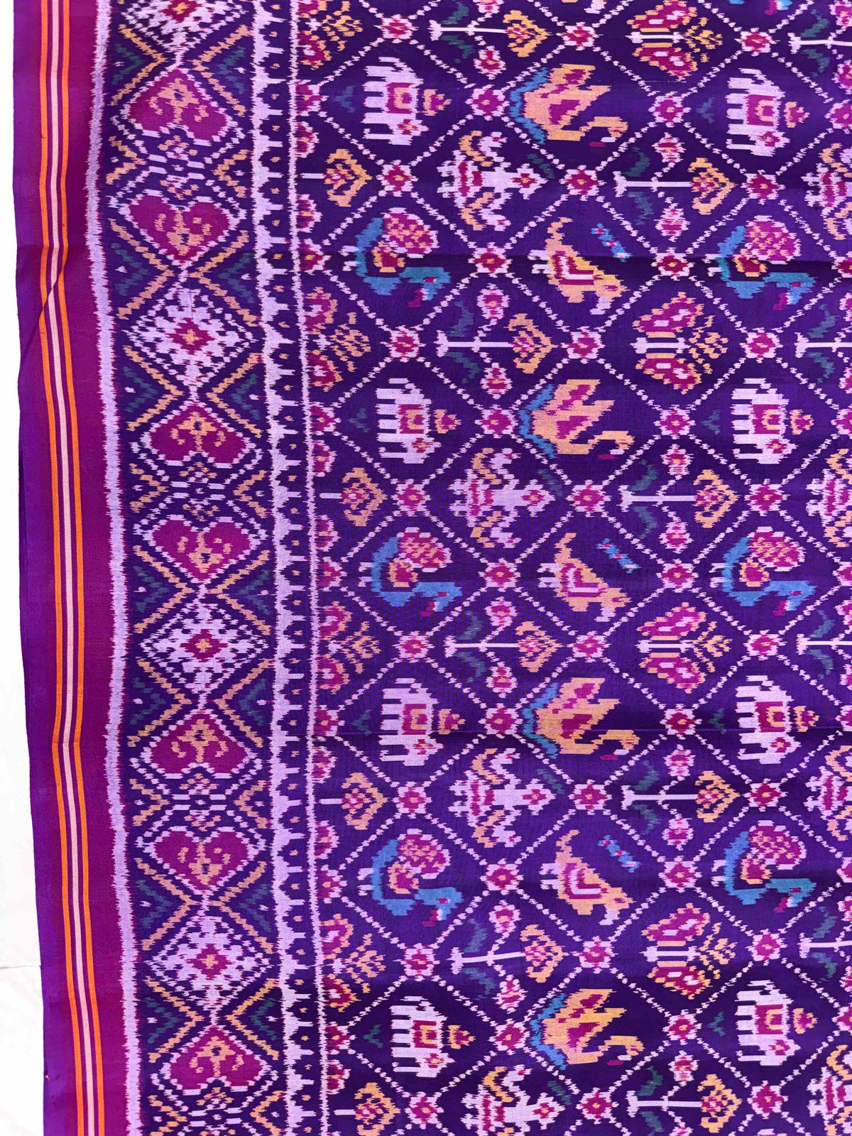 Purple Small Narikunj Single Ikat Patan Patola Saree