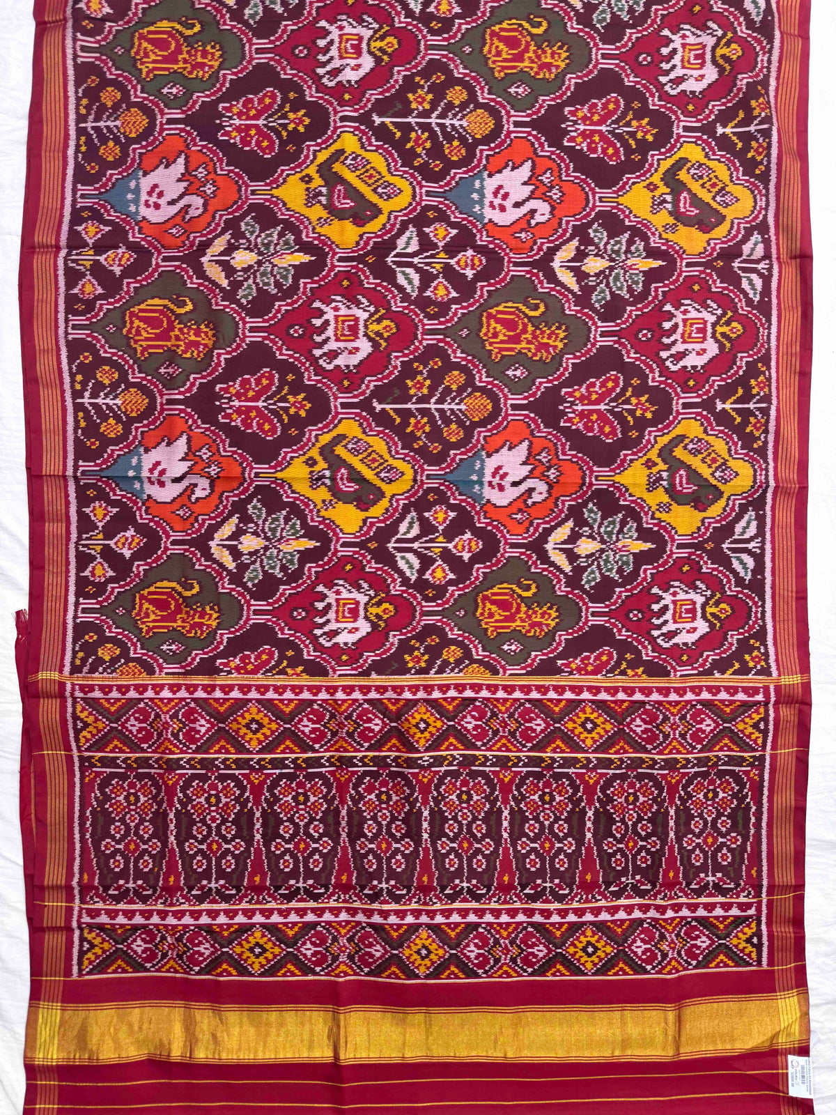 Red & Multicolor Narikunj Single Ikat Patan Patola Saree