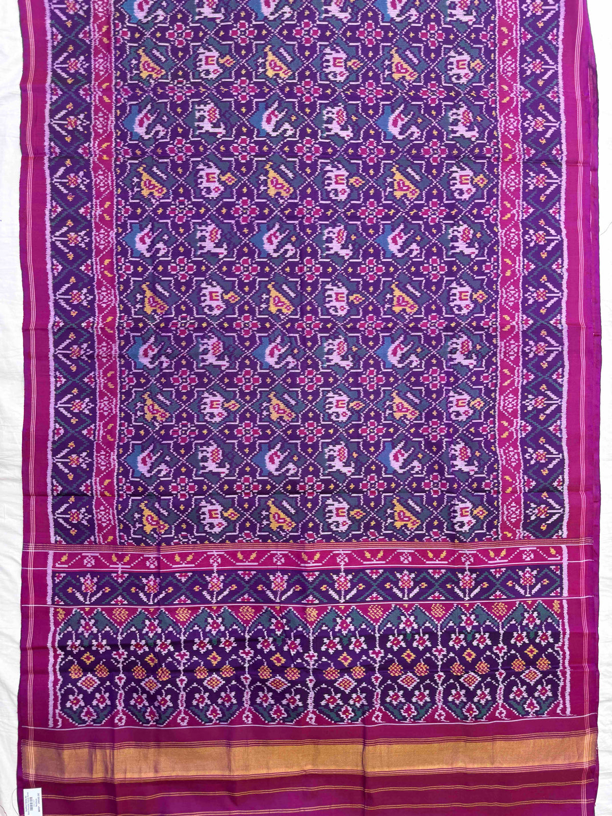 Pink & Turquoise Small Narikunj Star Single Ikat Patan Patola Saree