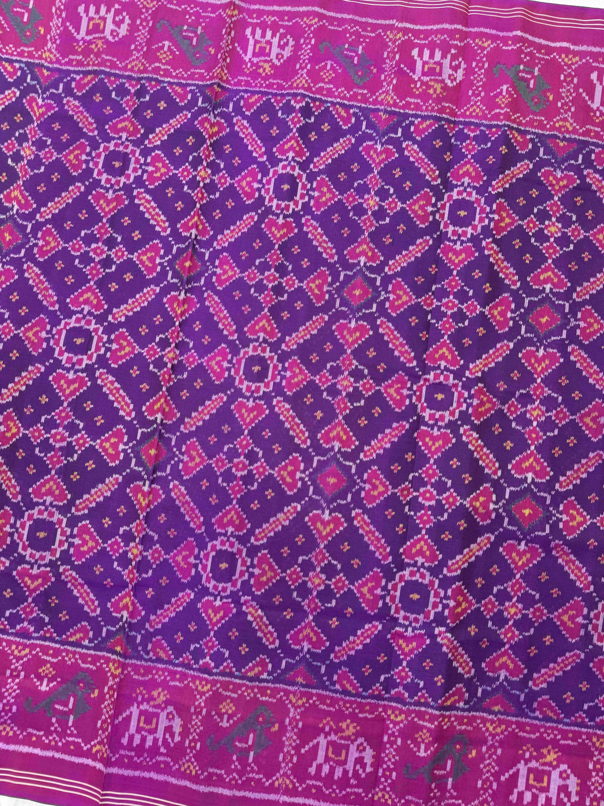 Pink & Purple Manekchowk Single Ikat Patan Patola Saree