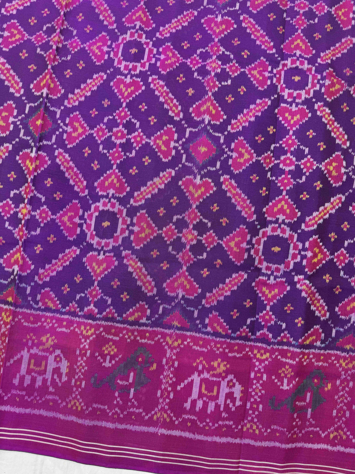 Pink & Purple Manekchowk Single Ikat Patan Patola Saree