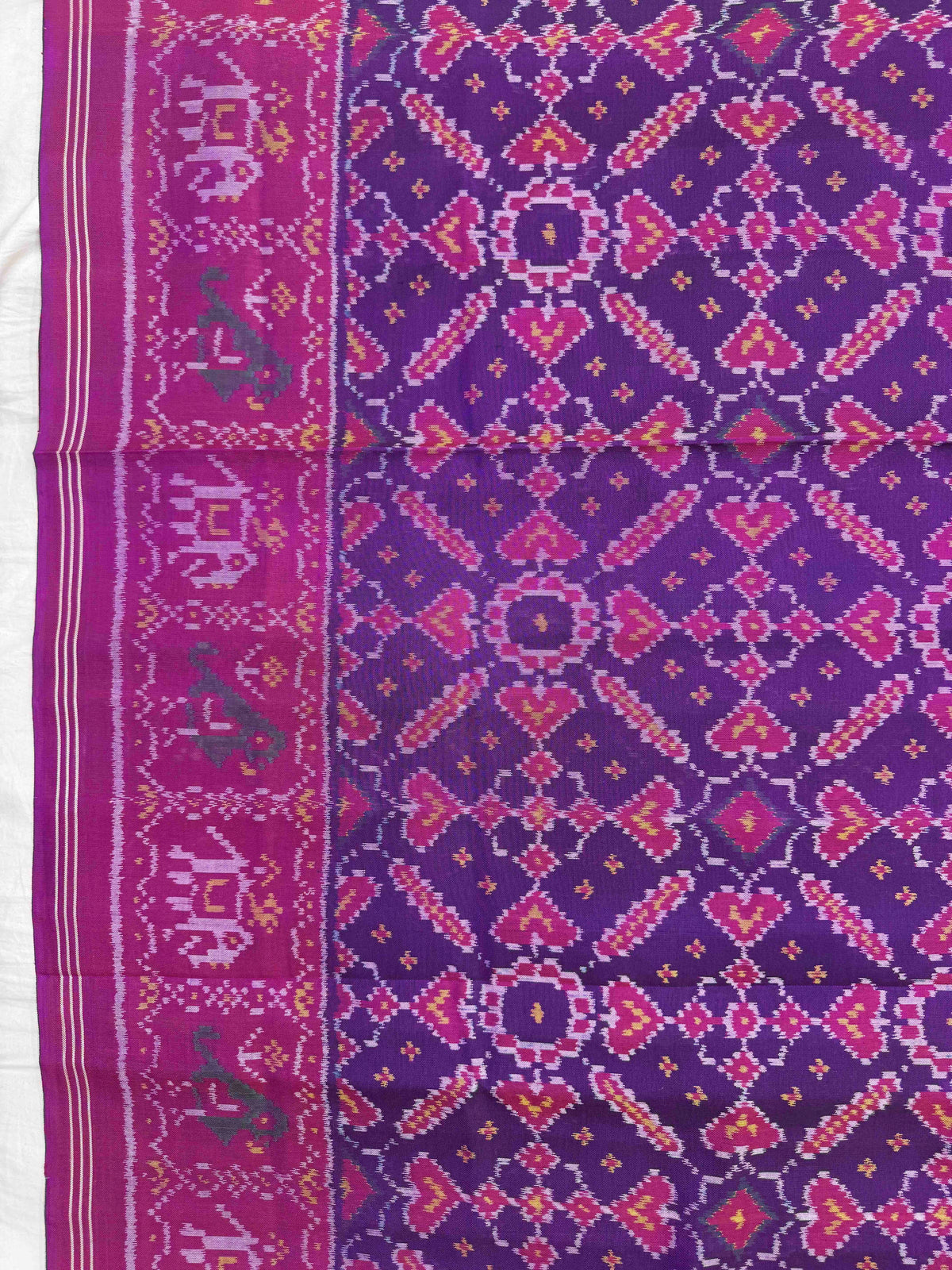 Pink & Purple Manekchowk Single Ikat Patan Patola Saree