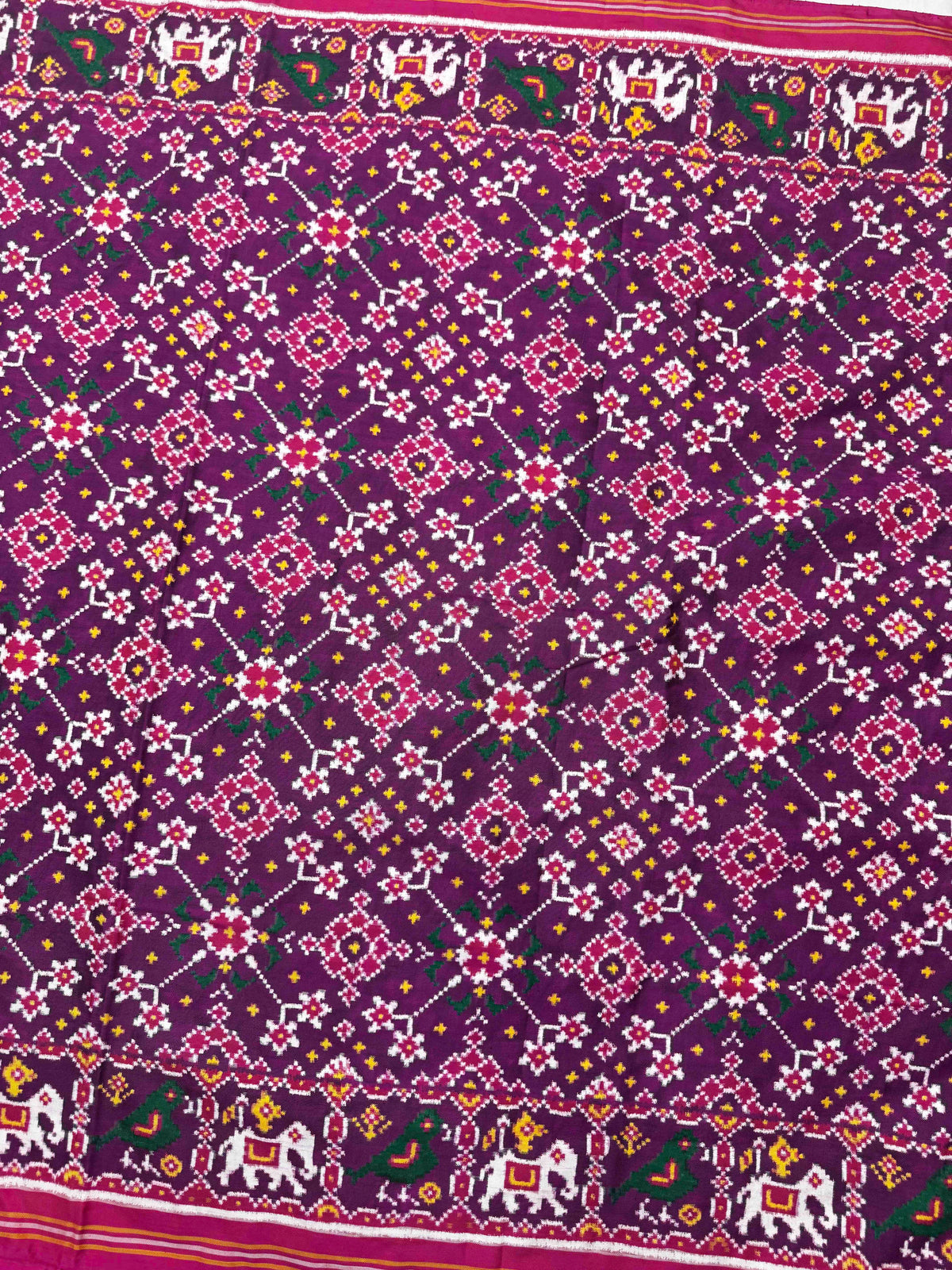 Pink & Purple Navratan Double Ikat Patan Patola Saree
