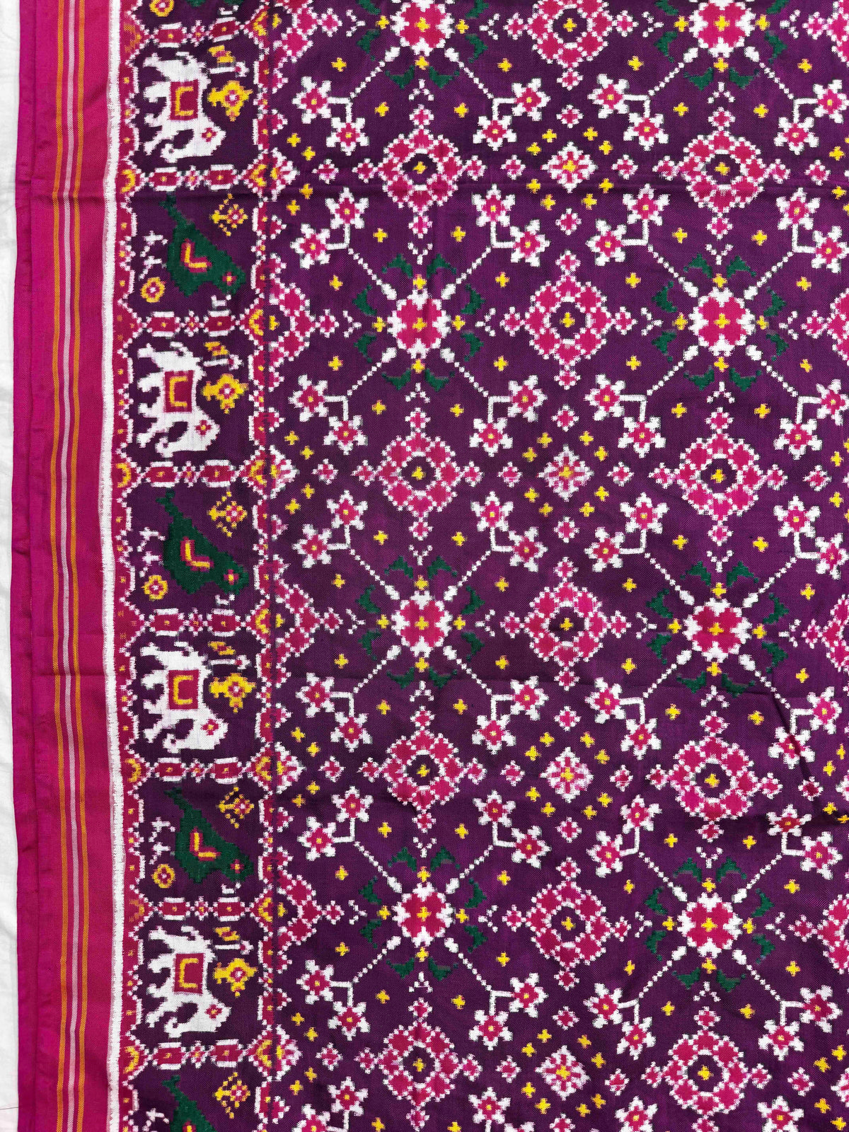 Pink & Purple Navratan Double Ikat Patan Patola Saree
