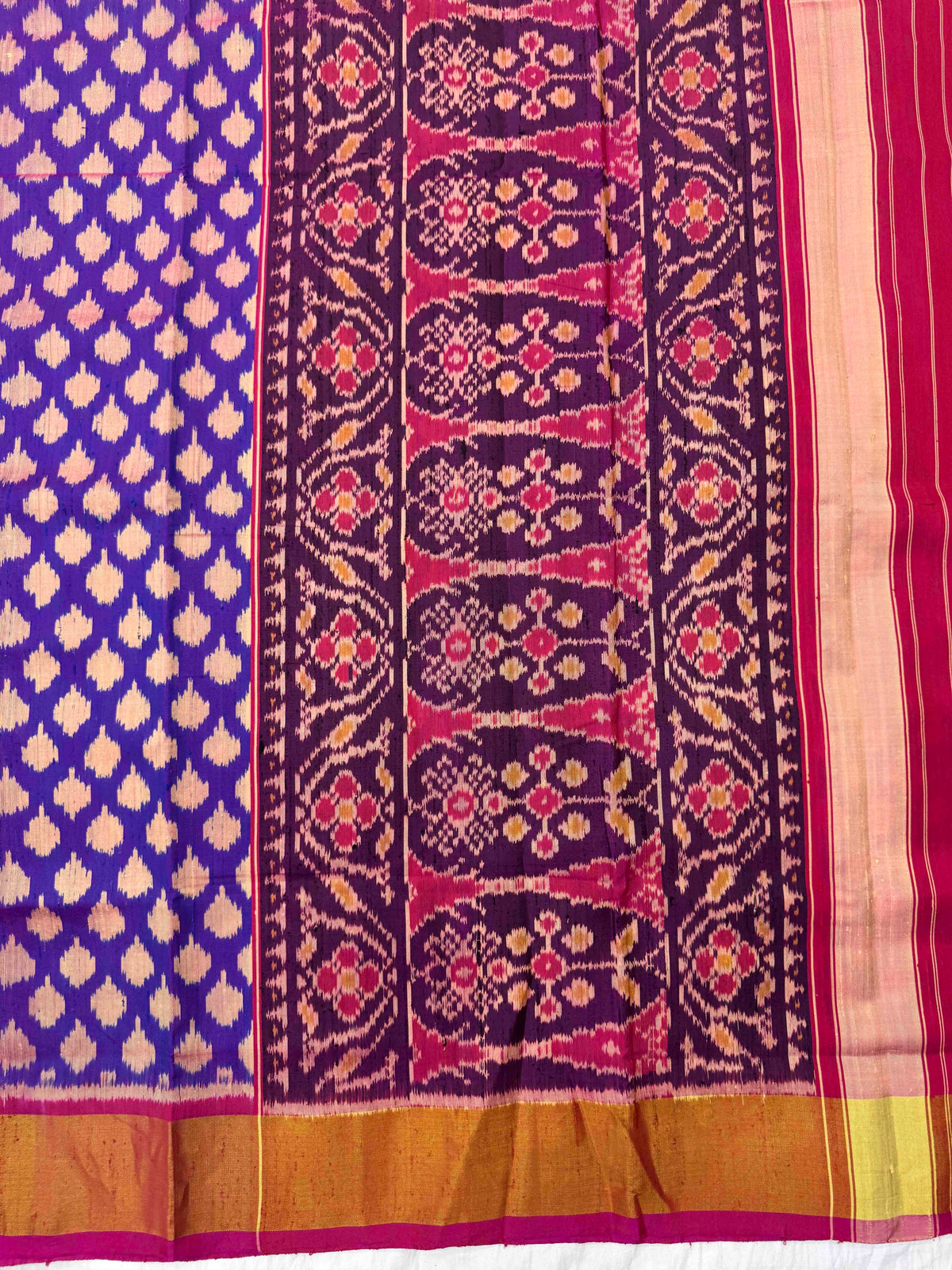 Pink & Purple Fancy Booty Raw Silk Rajkot Patola Saree