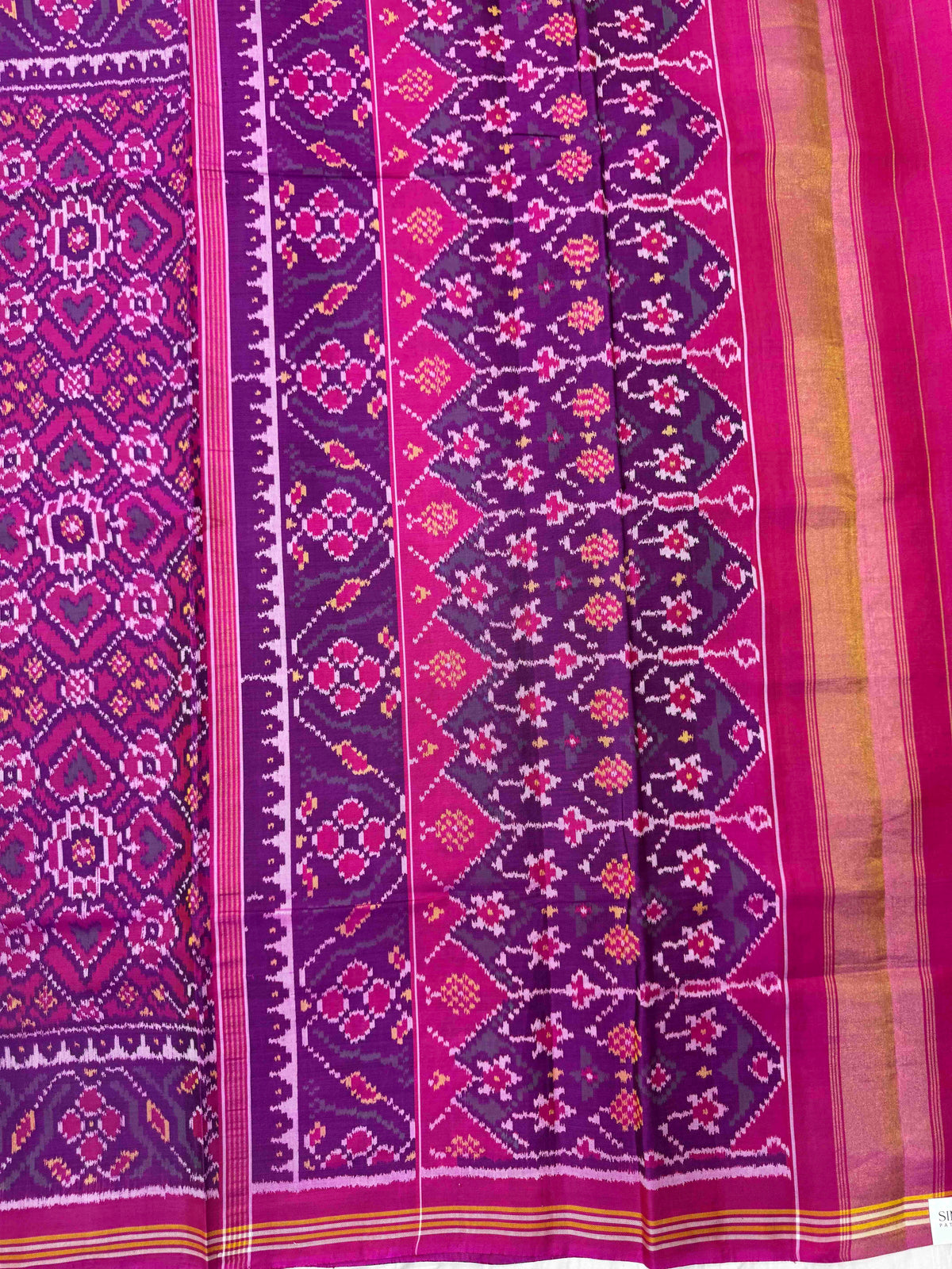 Pink Navratan Manekchowk Single Ikat Patan Patola Saree