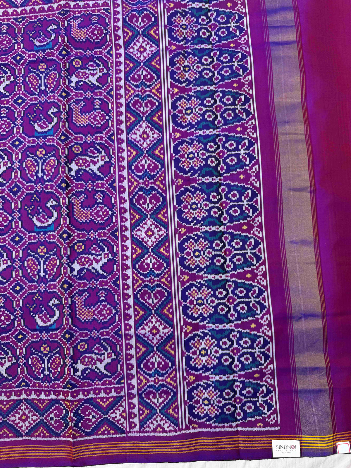 Purple Small Narikunj Single Ikat Patan Patola Saree