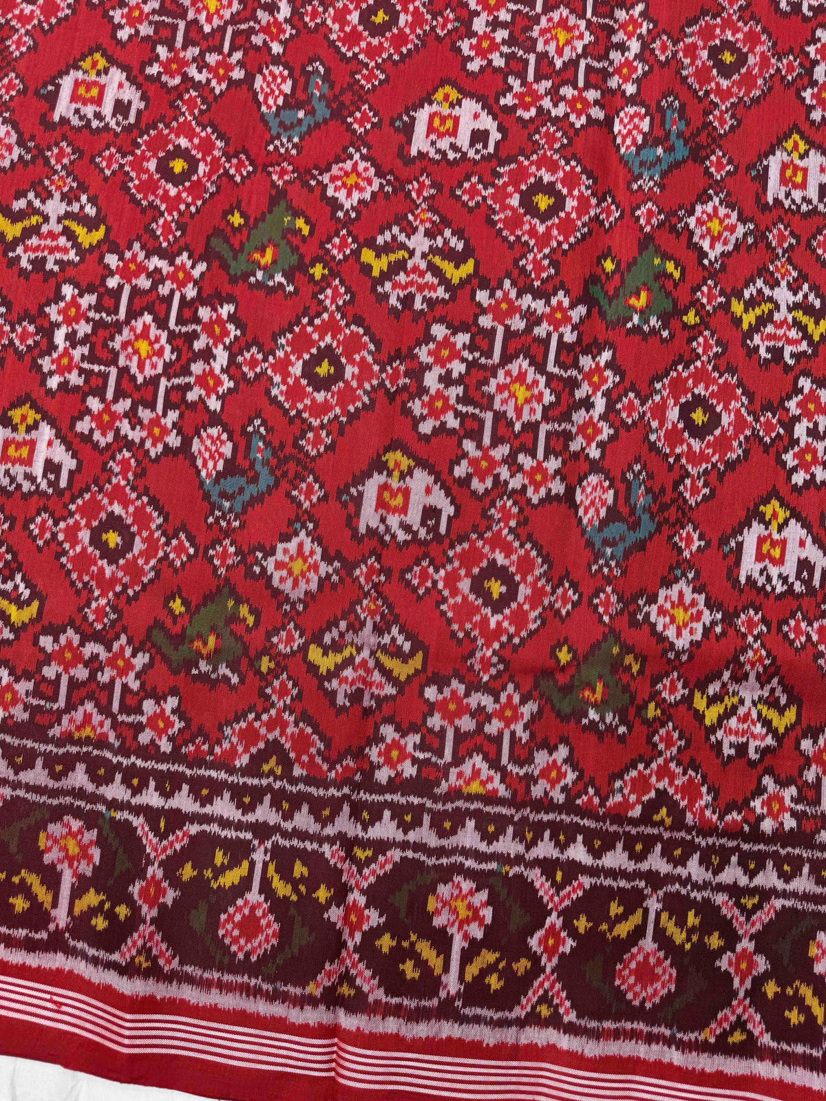 Red Navratan Narikunj Single Ikat Patan Patola Saree