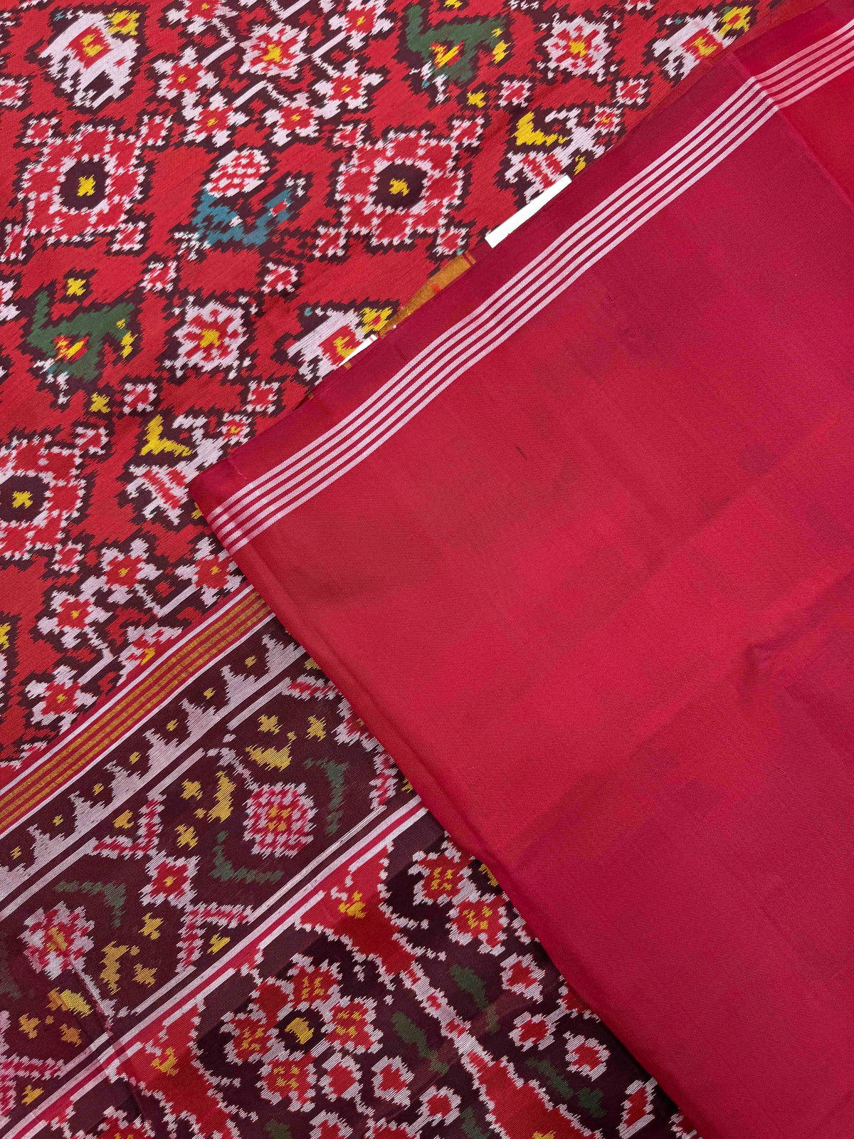 Red Navratan Narikunj Single Ikat Patan Patola Saree