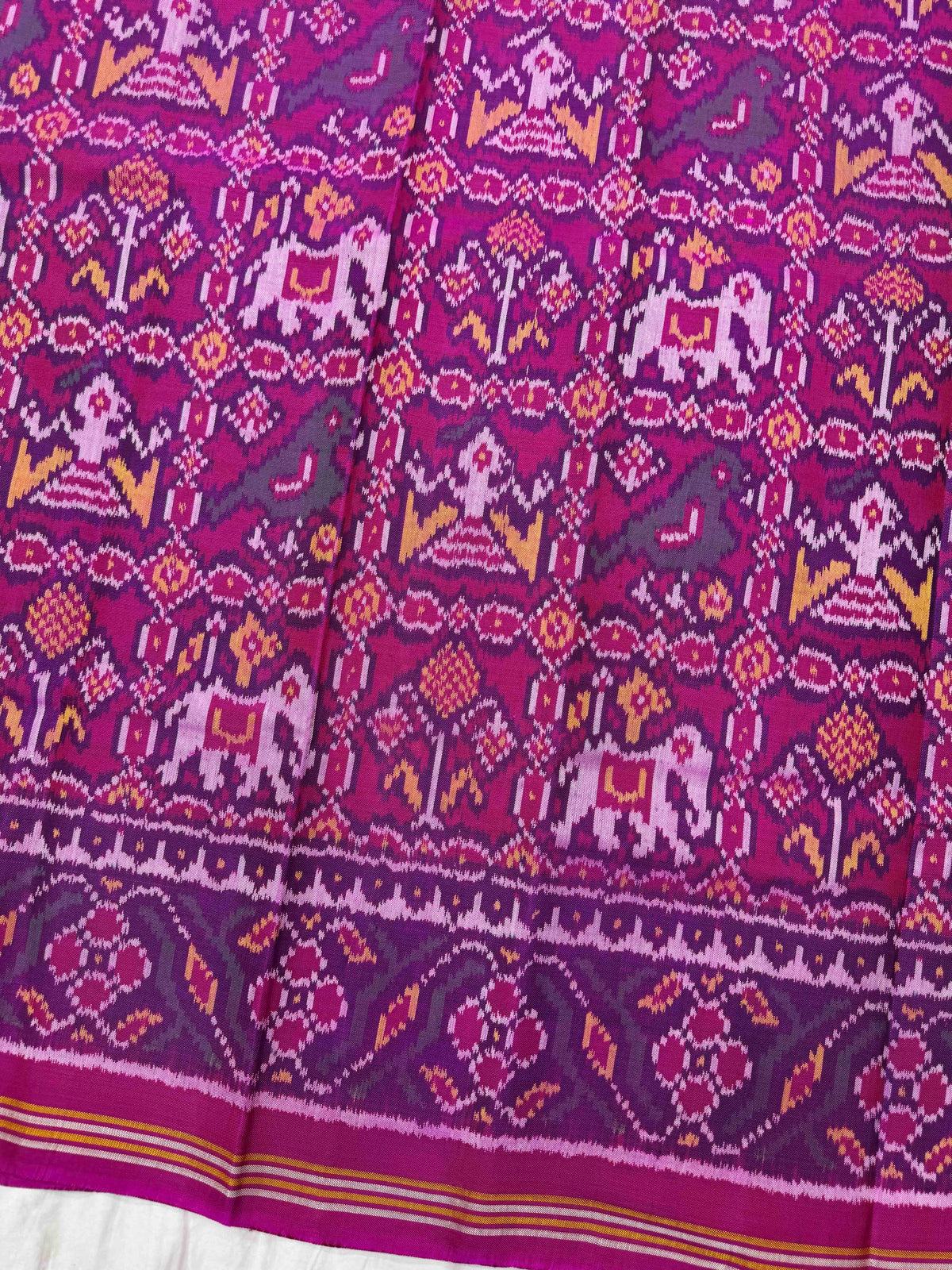 Magenta Pink Narikunj Single Ikat Patan Patola Saree