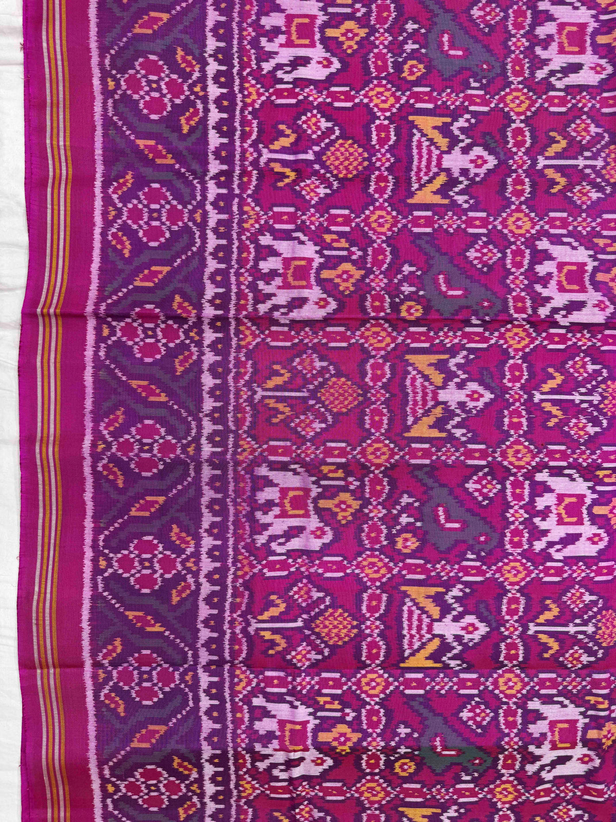 Magenta Pink Narikunj Single Ikat Patan Patola Saree