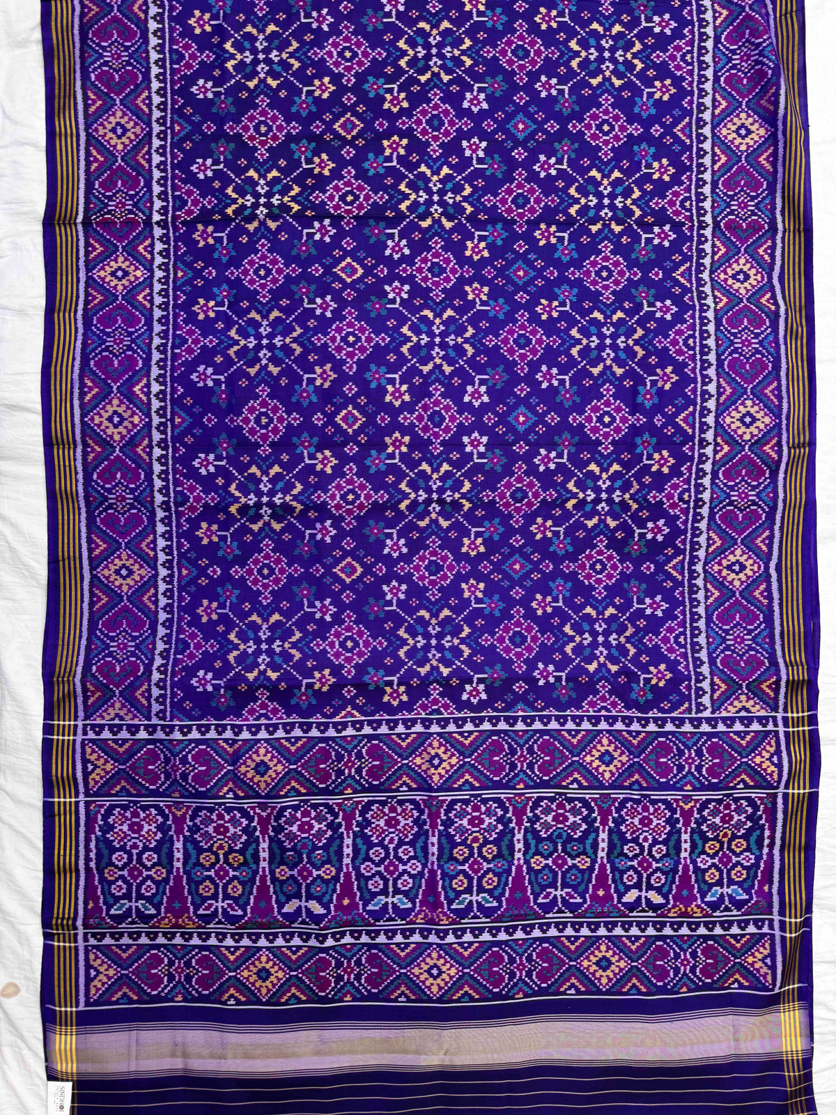 Purple Navratan Single Ikat Patan Patola Saree