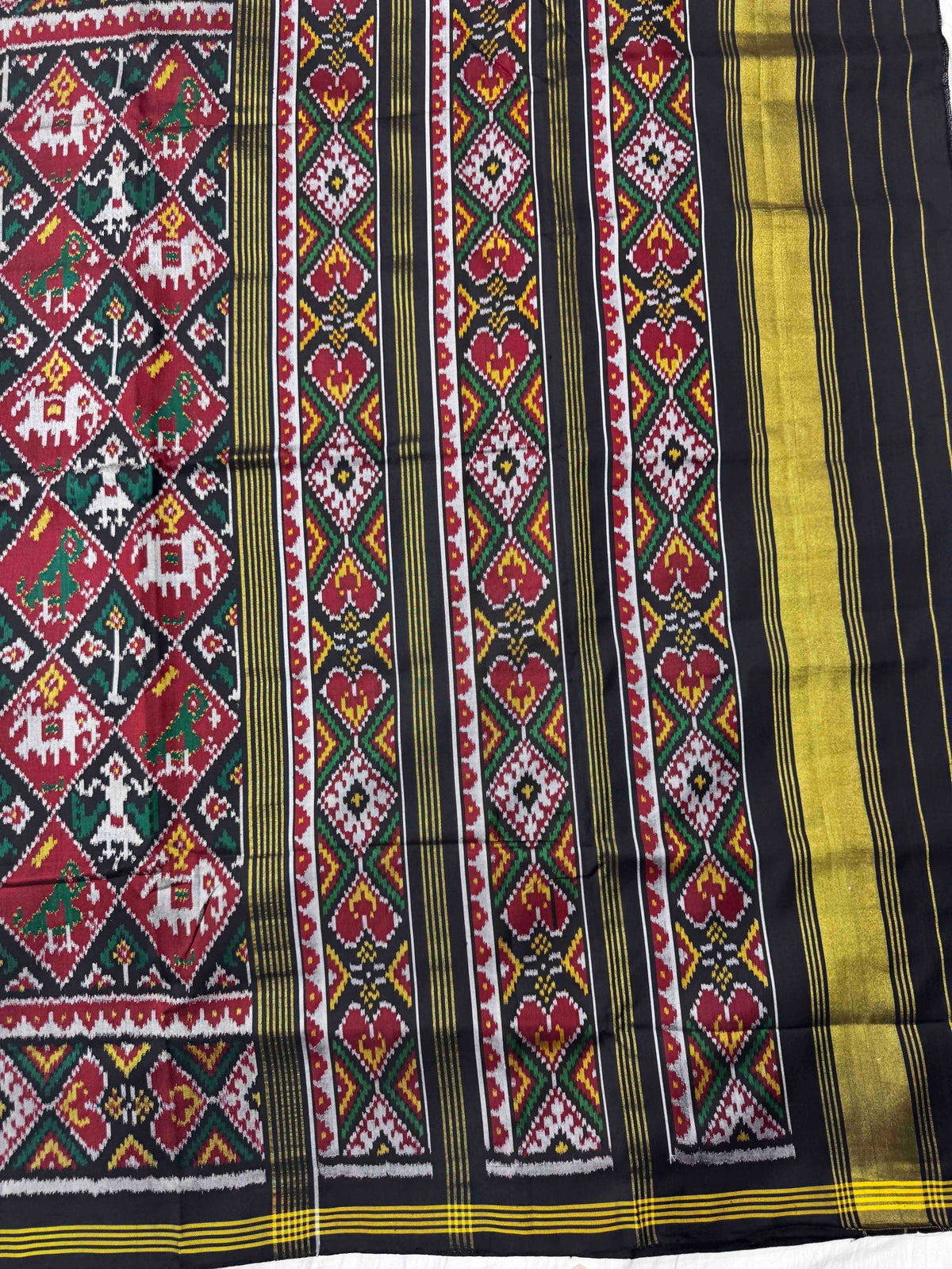 Black & Maroon Small Narikunj Single Ikat Patan Patola Saree